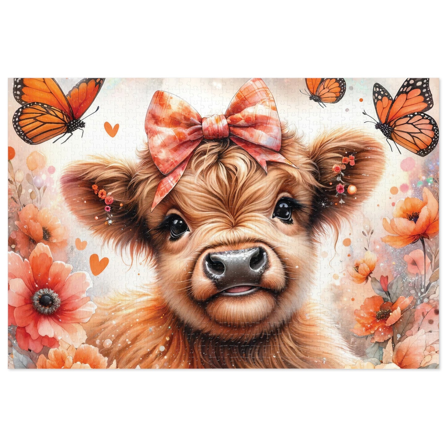 Jigsaw Puzzle, Highland Cow, Personalised/Non-Personalised (30, 110, 252, 500,1000-Piece)