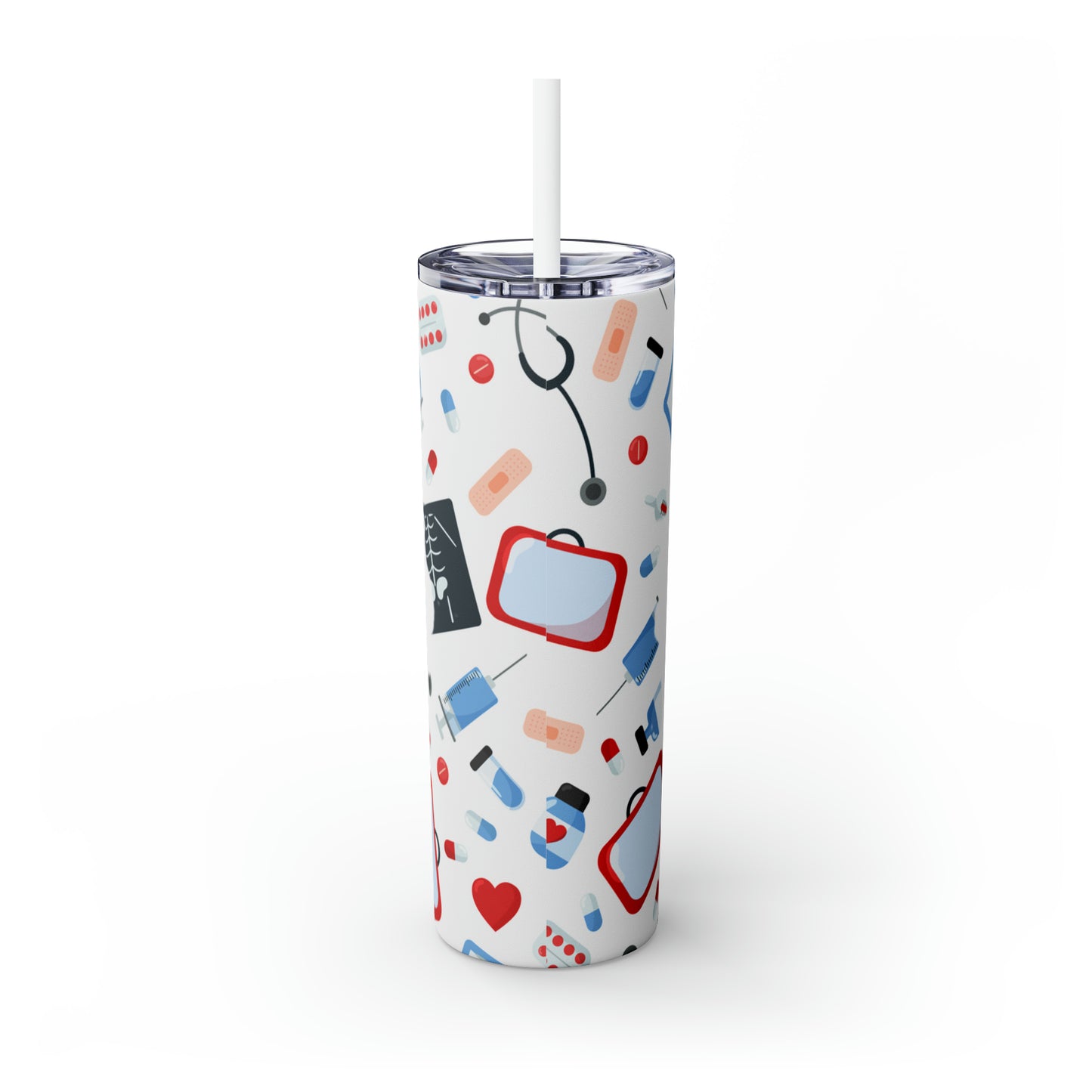 Skinny Tumbler with Straw, 20oz, Nurse