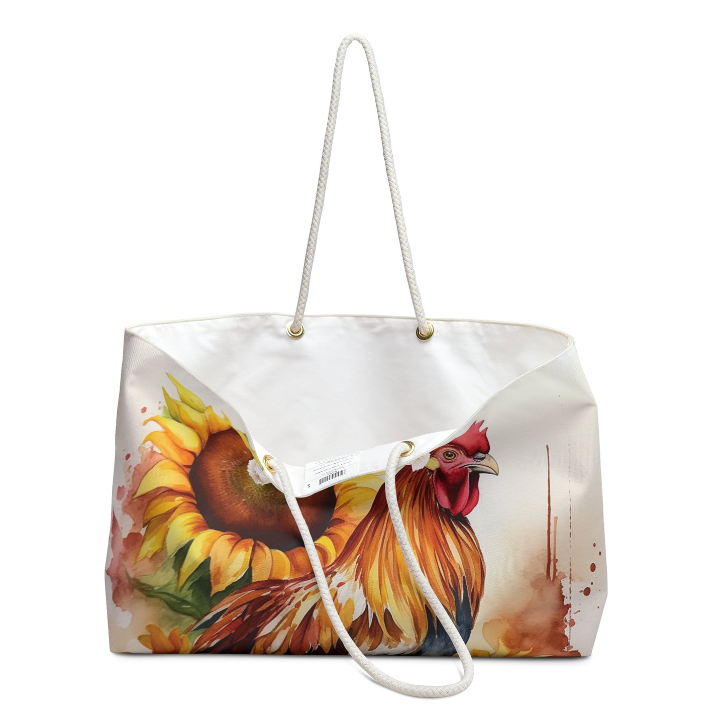 Personalised/Non-Personalised Weekender Bag, Chicken/Rooster, Large Weekender Bag, Beach Bag, Book Bag