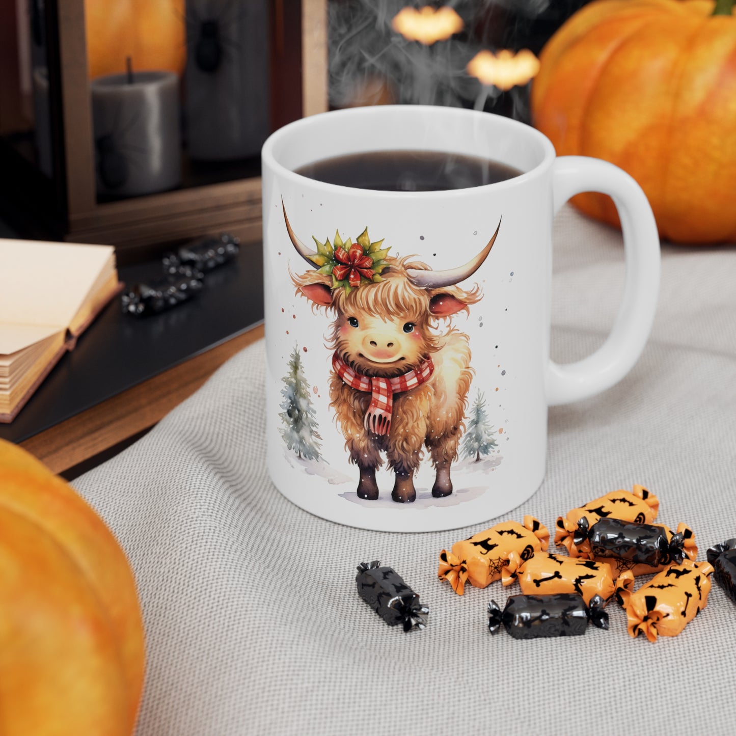 Personalised/Non Personalised Highland Cow, Ceramic Mug 11oz, Highland Cow Mug