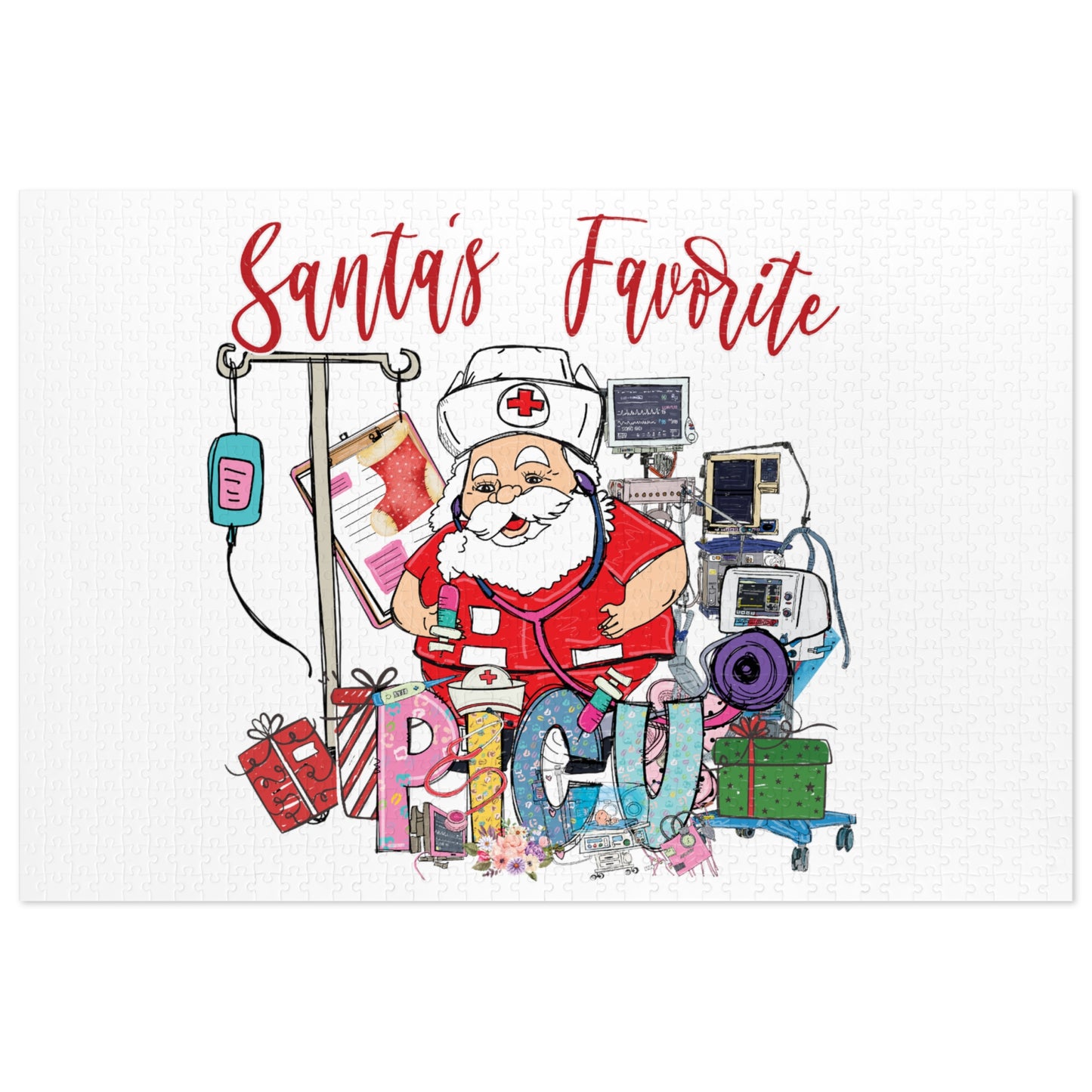 Jigsaw Puzzle, Santa's Favorite PICU Nurse, Personalised/Non-Personalised (30, 110, 252, 500,1000-Piece)