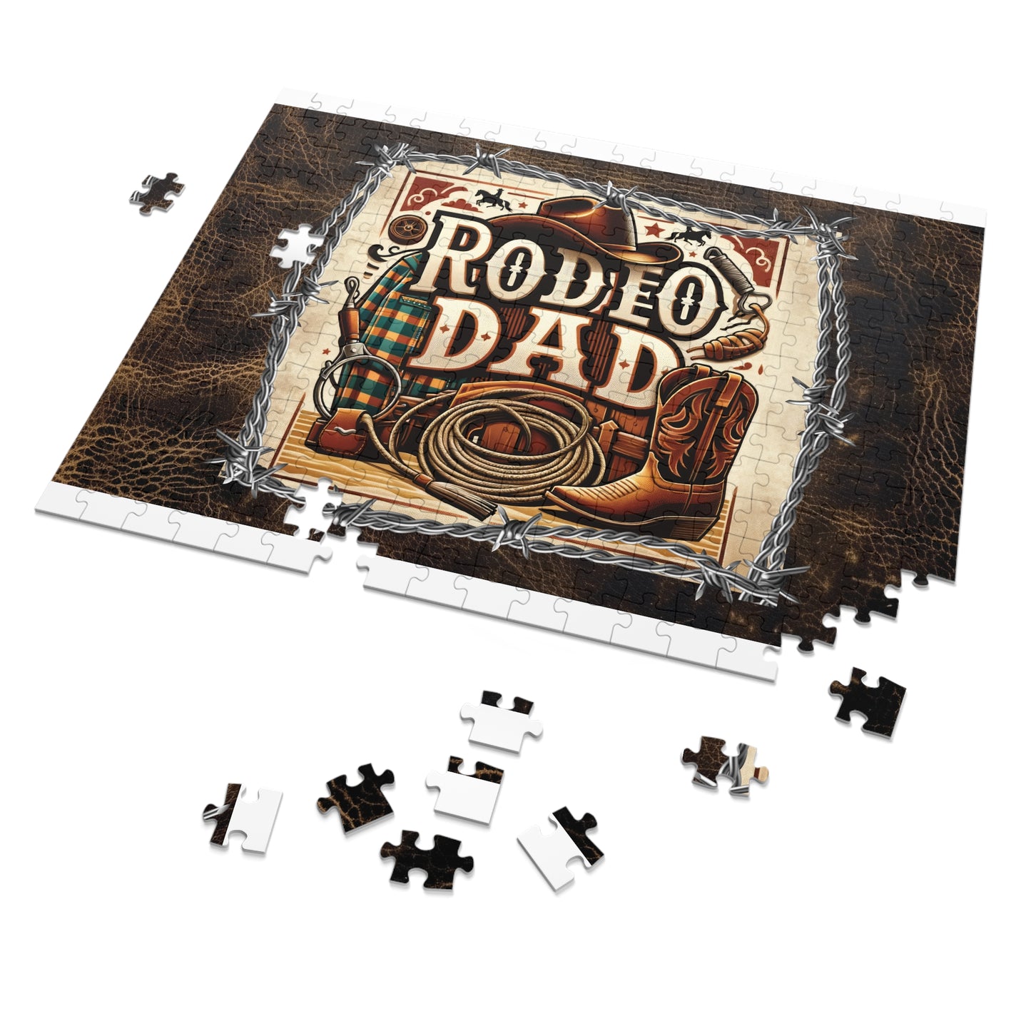 Puzzle, Western, Rodeo Dad, Personalised/Non-Personalised (30, 110, 252, 500,1000-Piece) awd-610