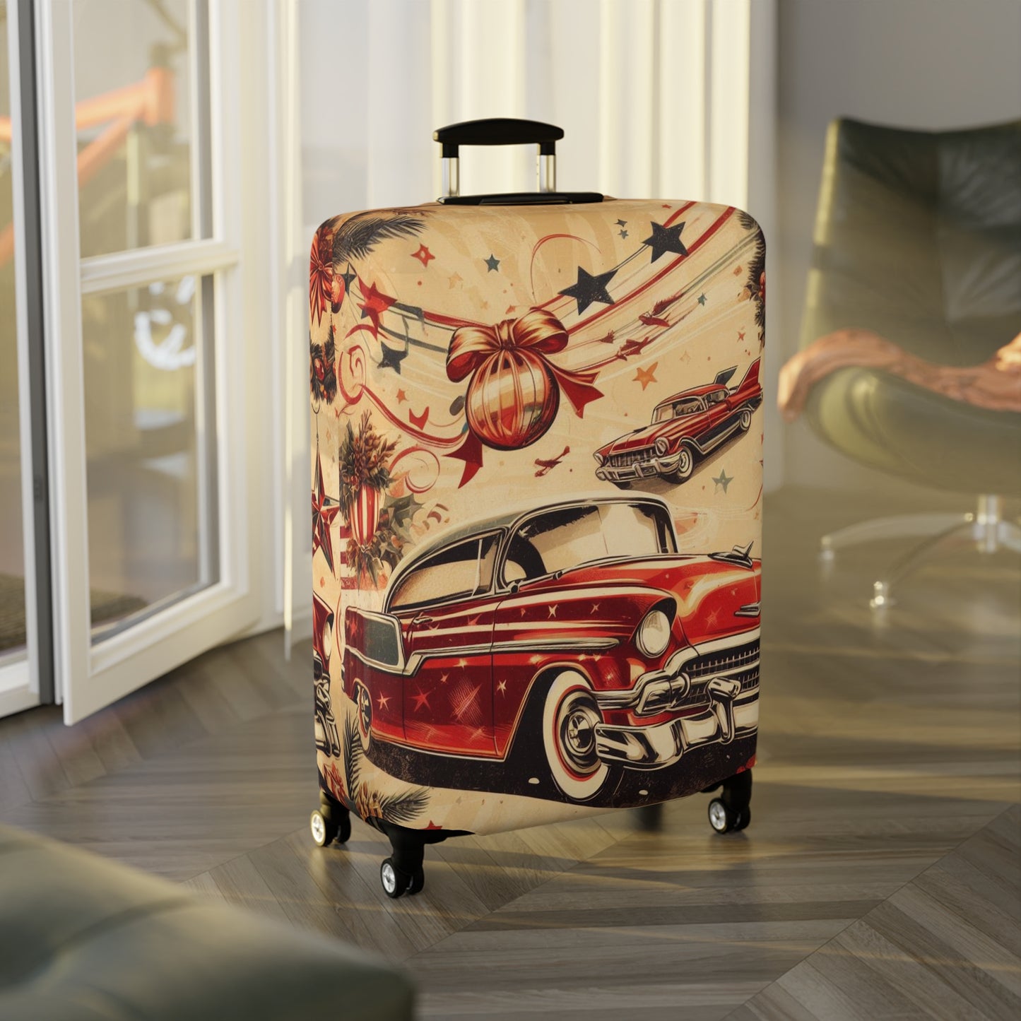 Luggage Cover, Christmas, Vintage Car