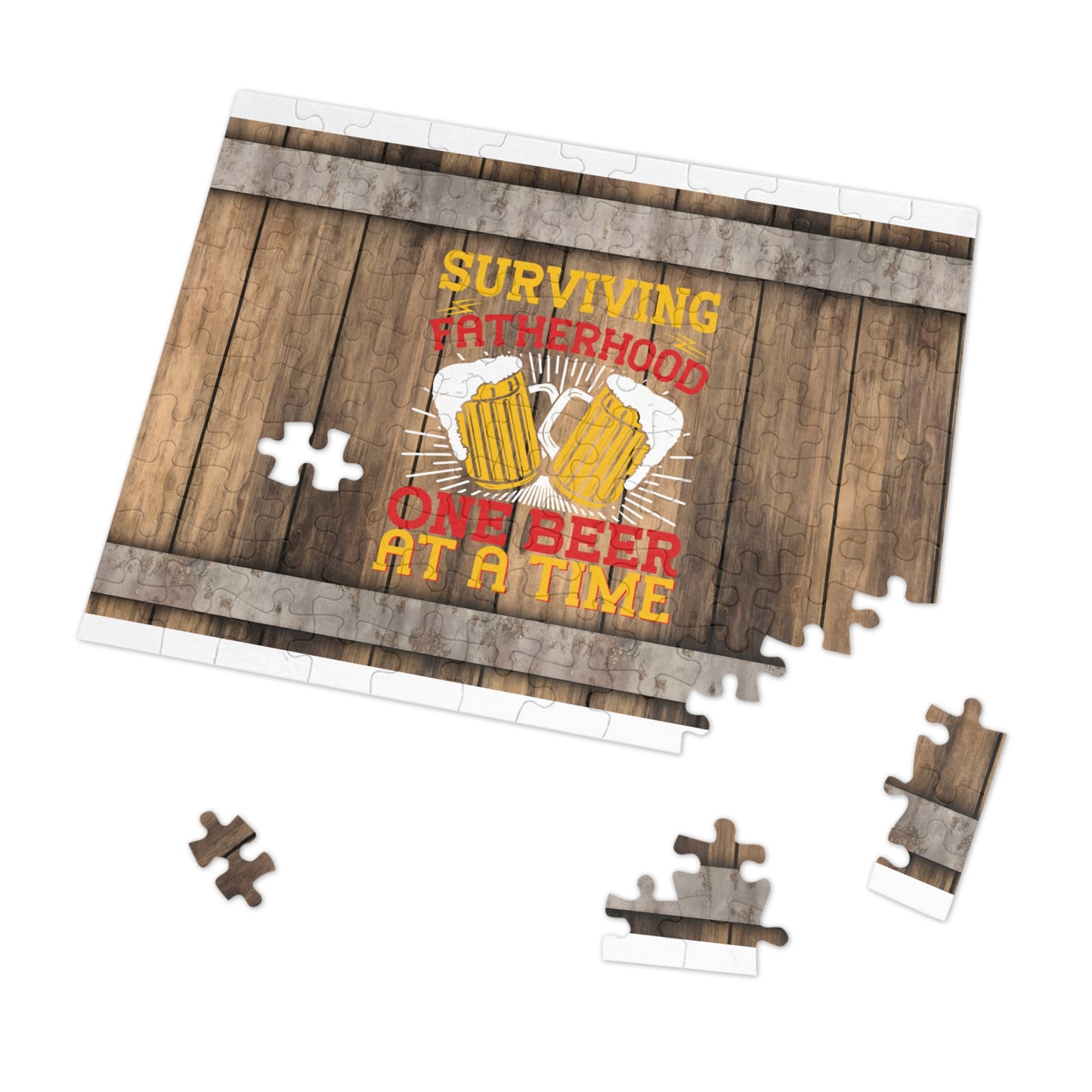 Puzzle, Dad, Surviving Fatherhood one Beer at a time, Personalised/Non-Personalised (30, 110, 252, 500,1000-Piece) awd-564