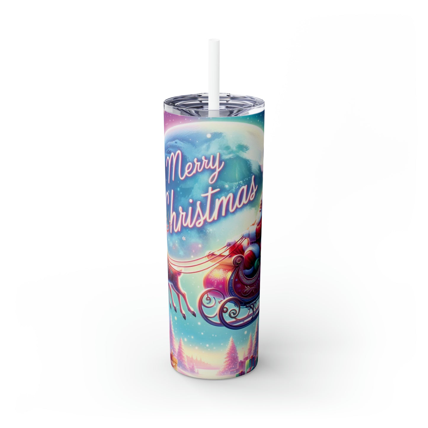 Skinny Tumbler with Straw, 20oz, Christmas, awd-368