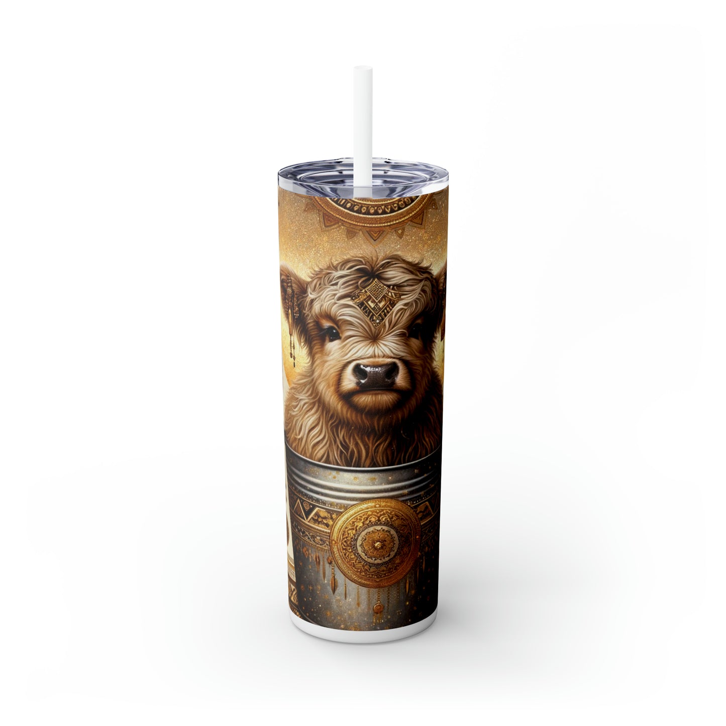 Skinny Tumbler with Straw, 20oz, Highland Cow, awd-705