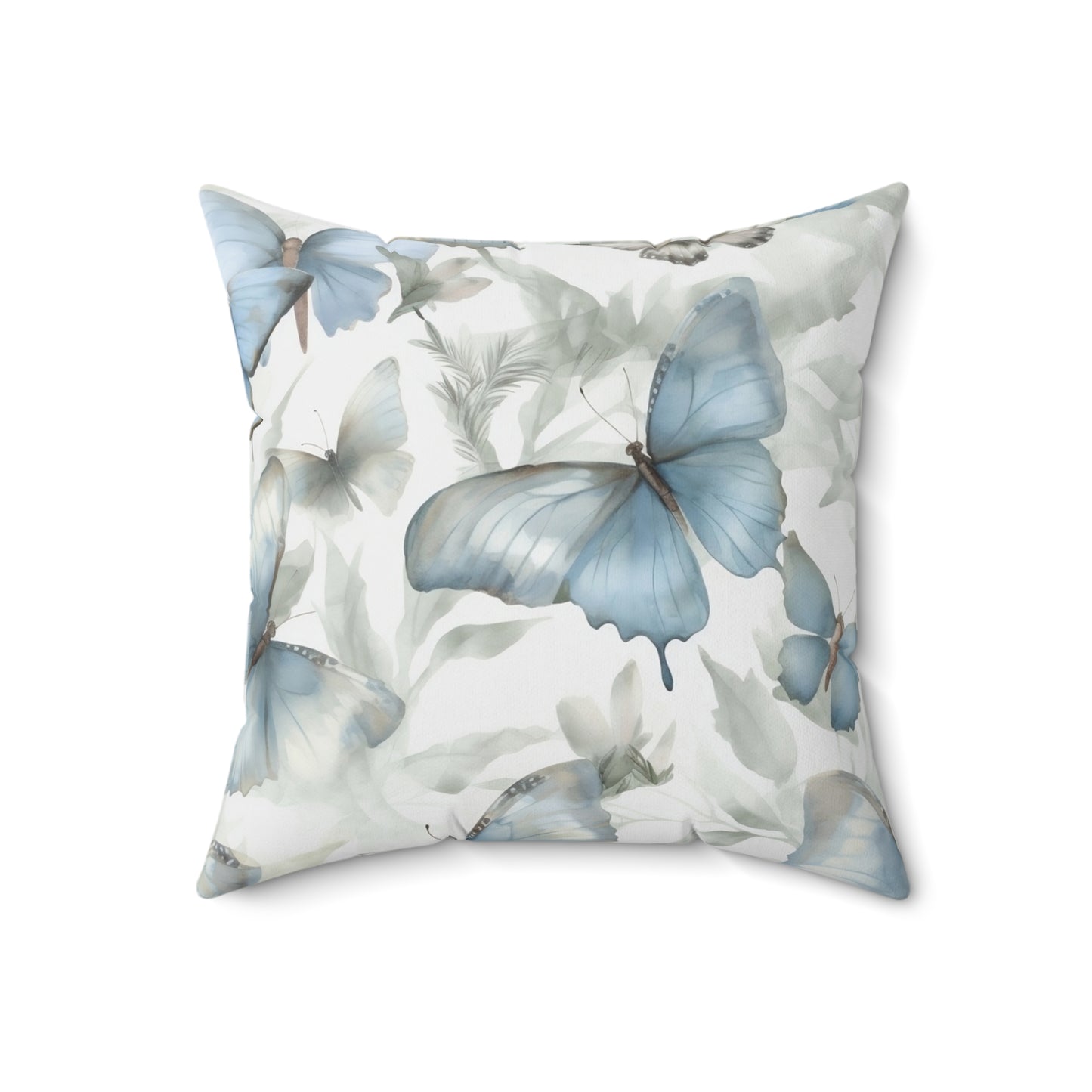 Spun Polyester Square Pillow, Butterfly Floral Cushion