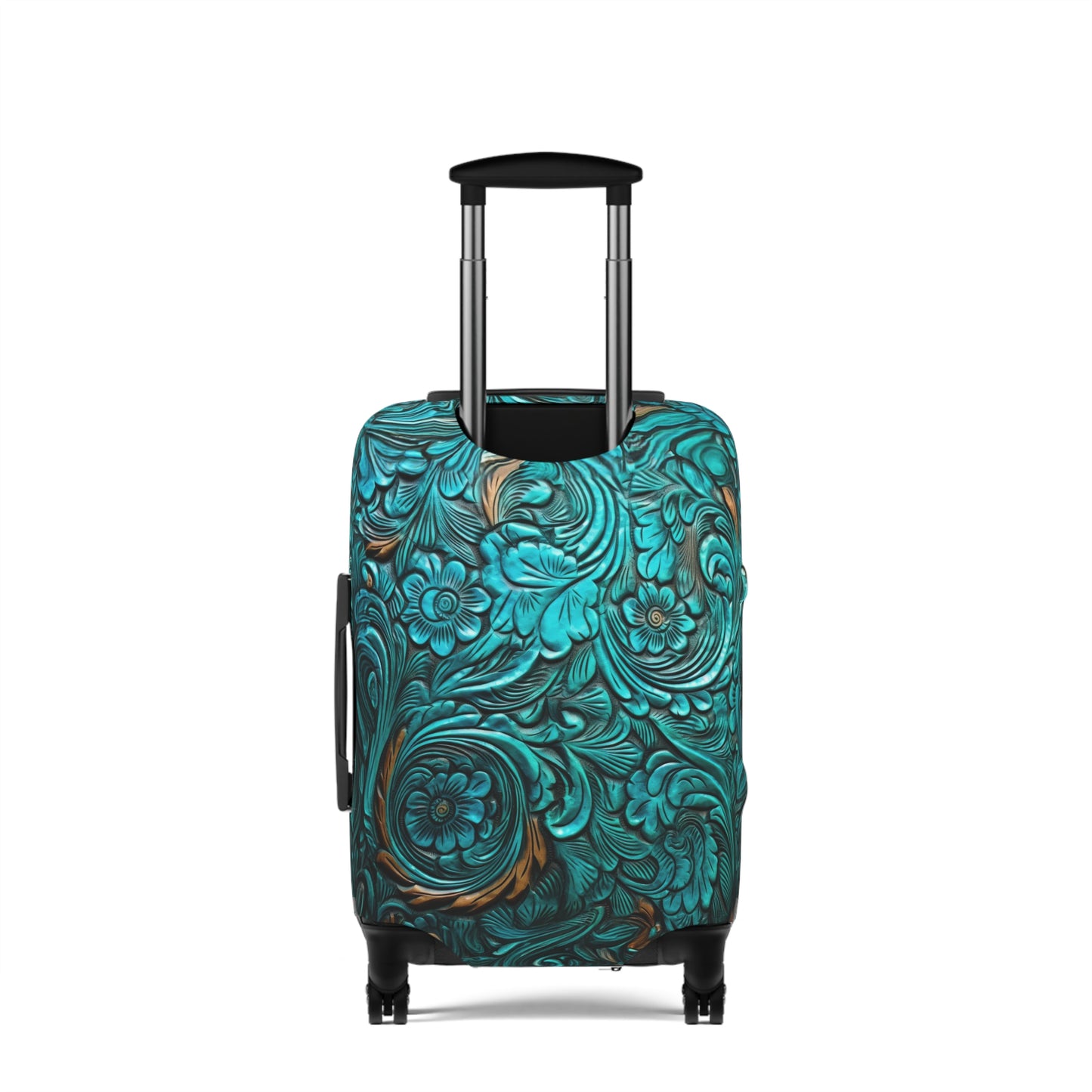 Luggage Cover, Green Tooled Leather Look