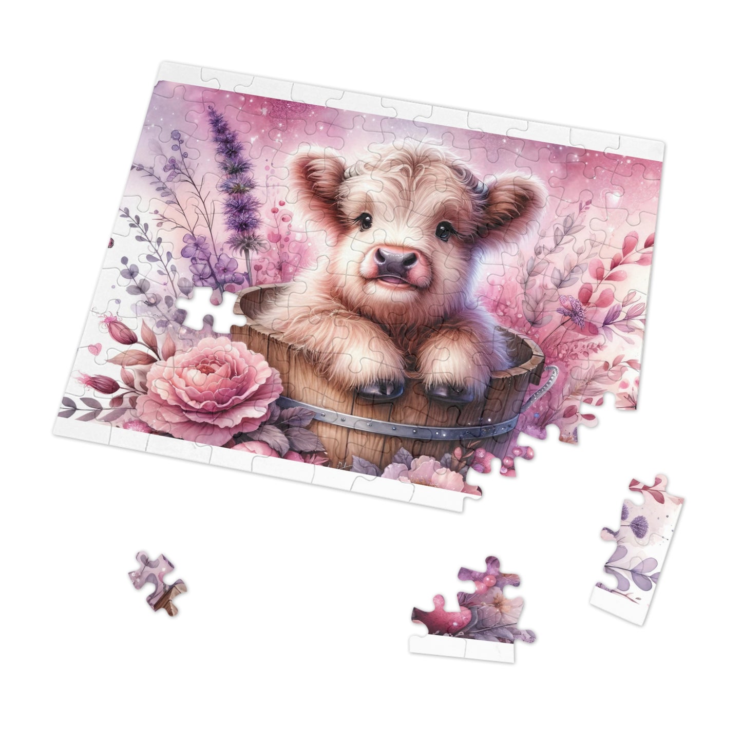 Jigsaw Puzzle, Highland Cow, Personalised/Non-Personalised (30, 110, 252, 500,1000-Piece)