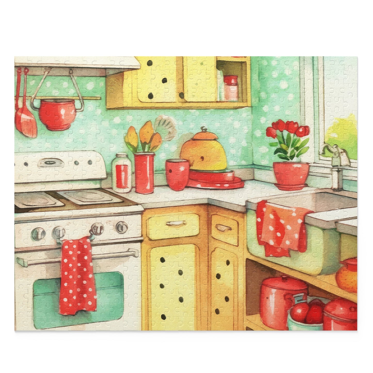 Personalised/Non-Personalised Puzzle, 1950's Kitchen (120, 252, 500-Piece)