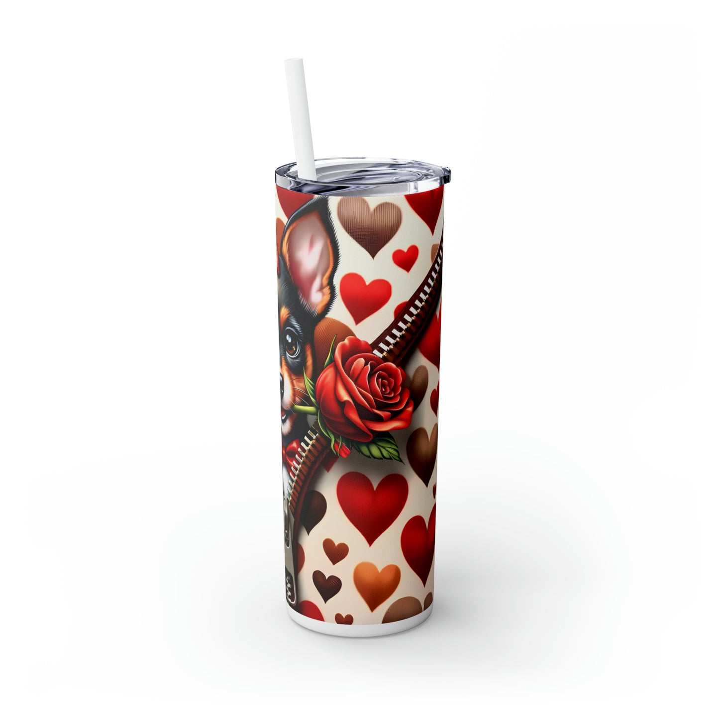 Skinny Tumbler with Straw, 20oz, Dog, Valentines Day, awd-921