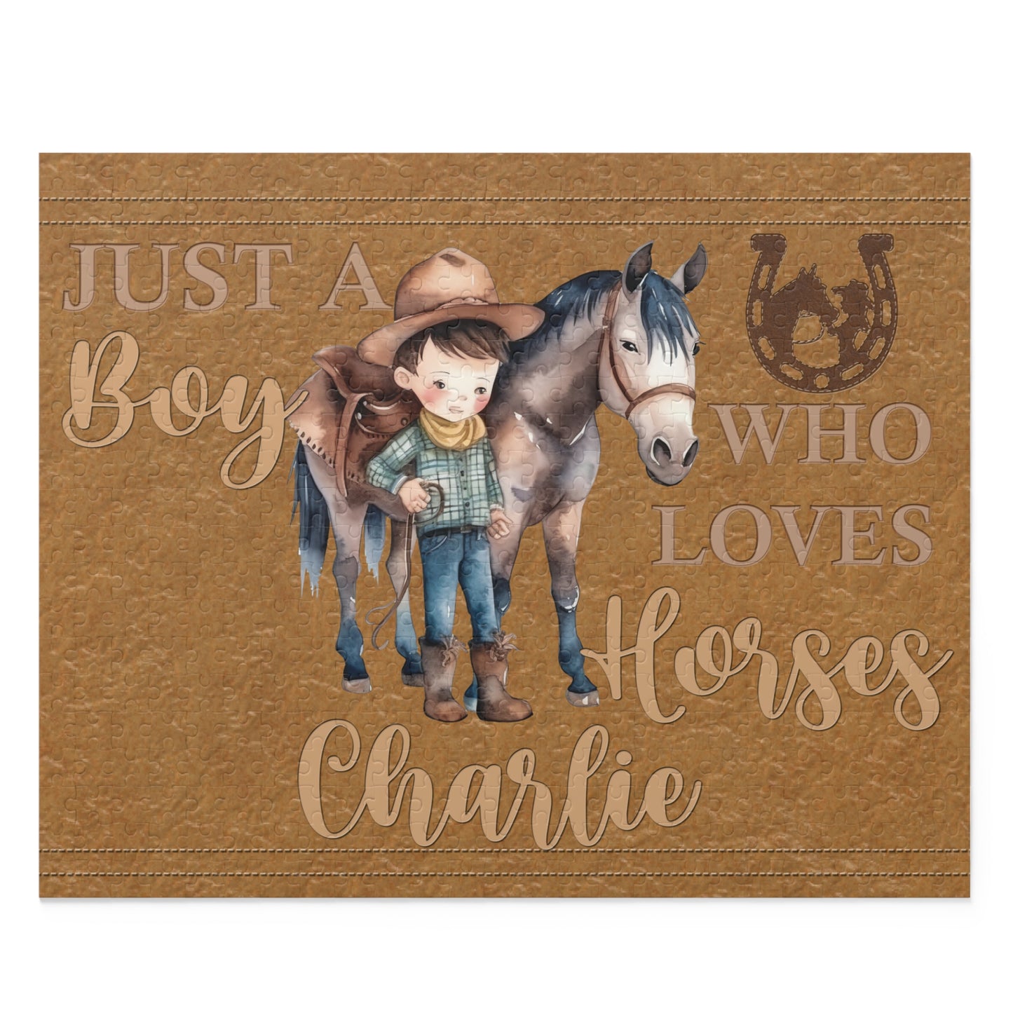 Personalised/Non-Personalised Puzzle, Just a Boy Who Loves Horses (120, 252, 500-Piece)