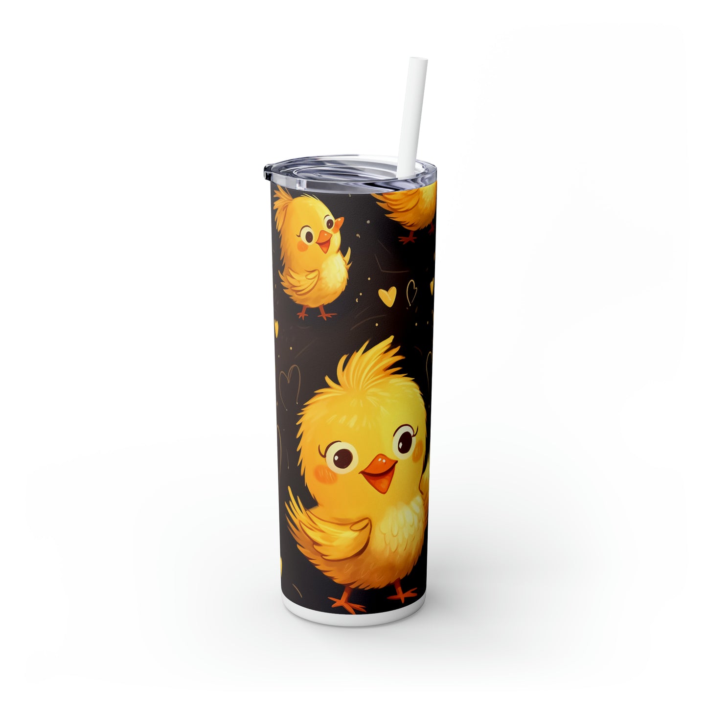 Skinny Tumbler with Straw, 20oz, Chickens, awd-450