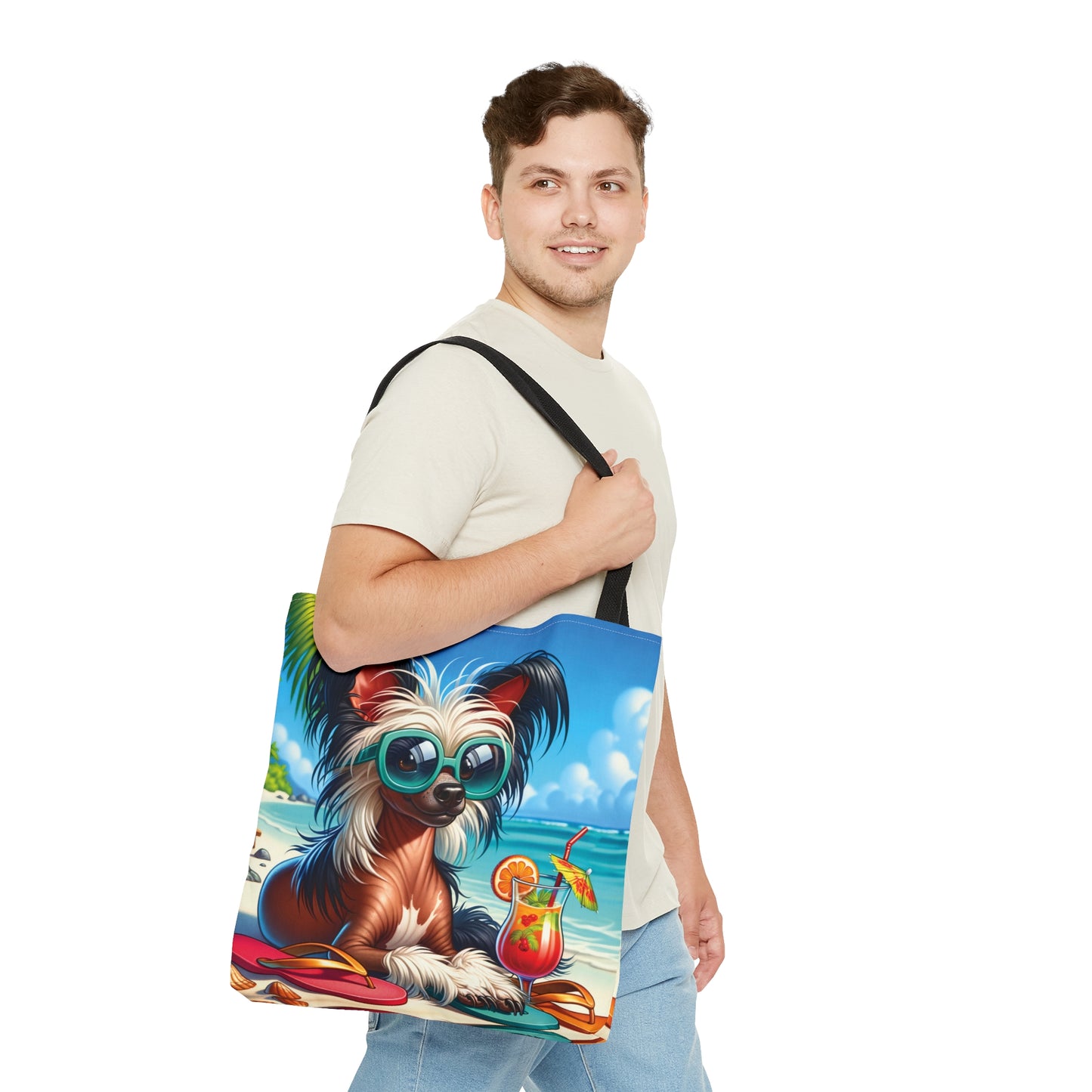 Tote Bag, Dog on Beach, Chinese Crested, Tote bag, awd-1206