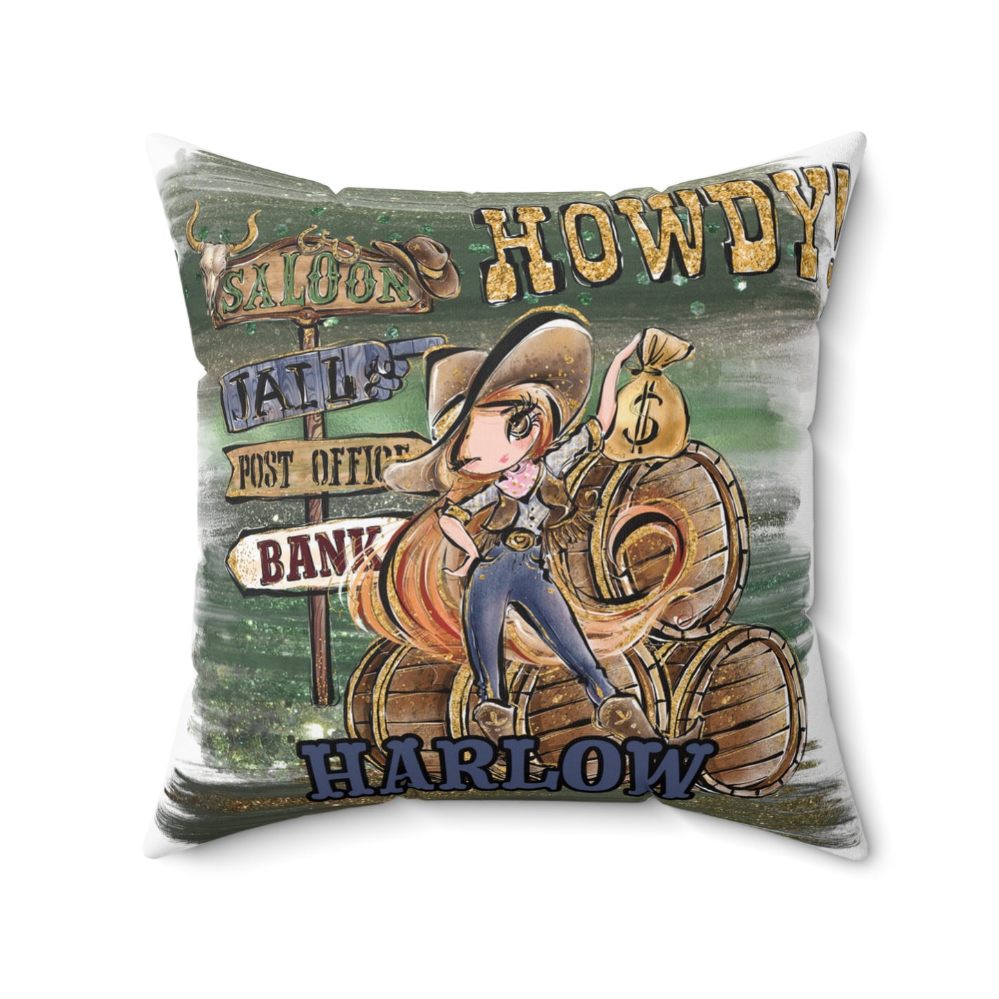 Personalised Howdy Cushion, Red Hair Brown Eyes, Polyester Square Cushion, Christmas cushion