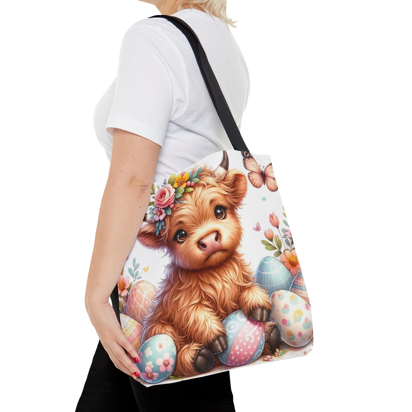 Tote Bag, Easter, Highland Cow, Personalised/Non-Personalised Tote bag