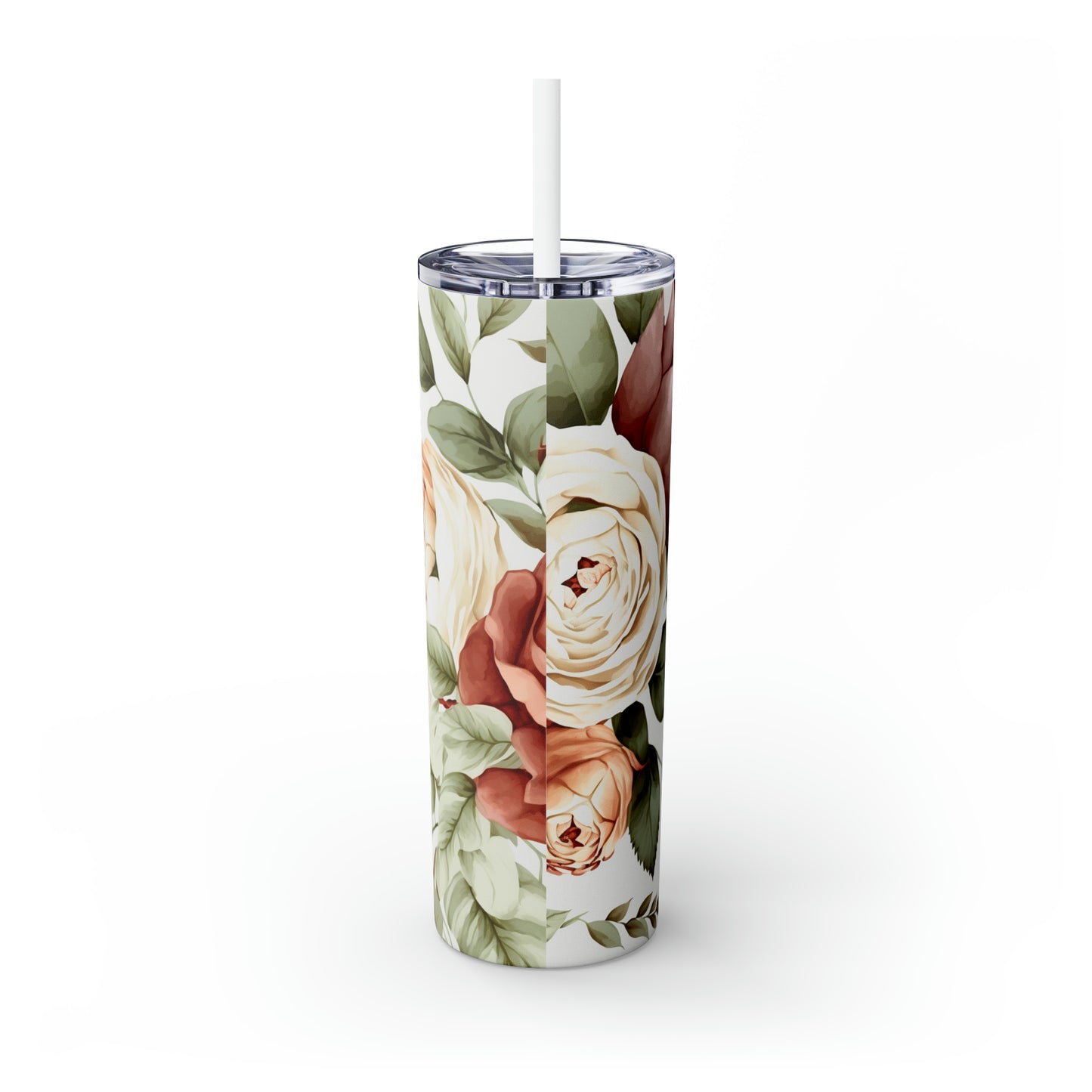 Skinny Tumbler with Straw, 20oz, Floral Mum, awd-528