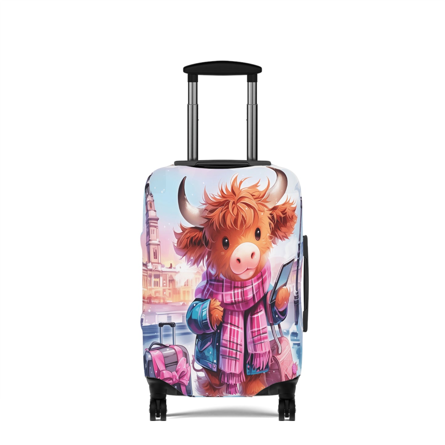 Luggage Cover, Travelling Highland Cow, awd-3024