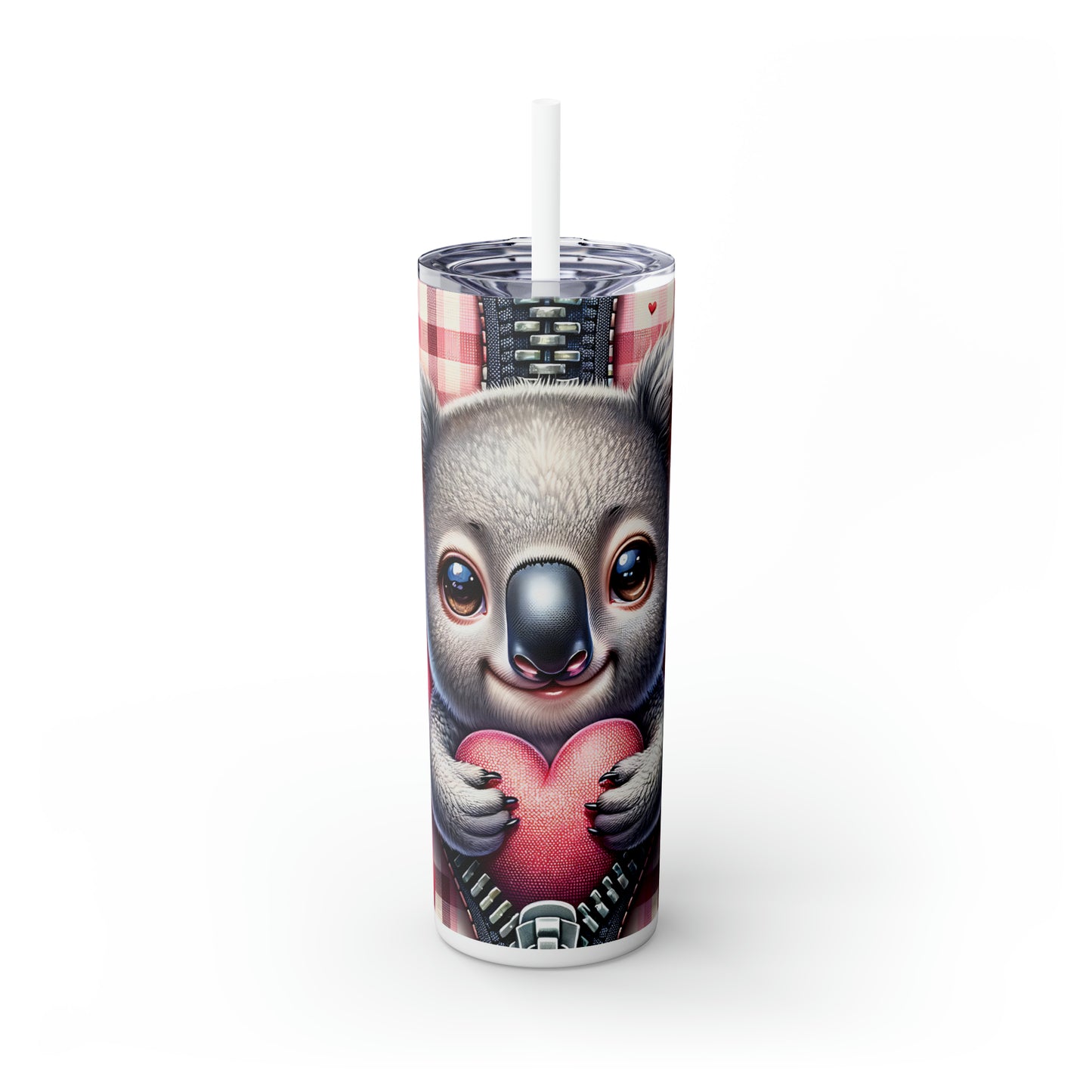 Skinny Tumbler with Straw, 20oz, Koala, Valentines Day