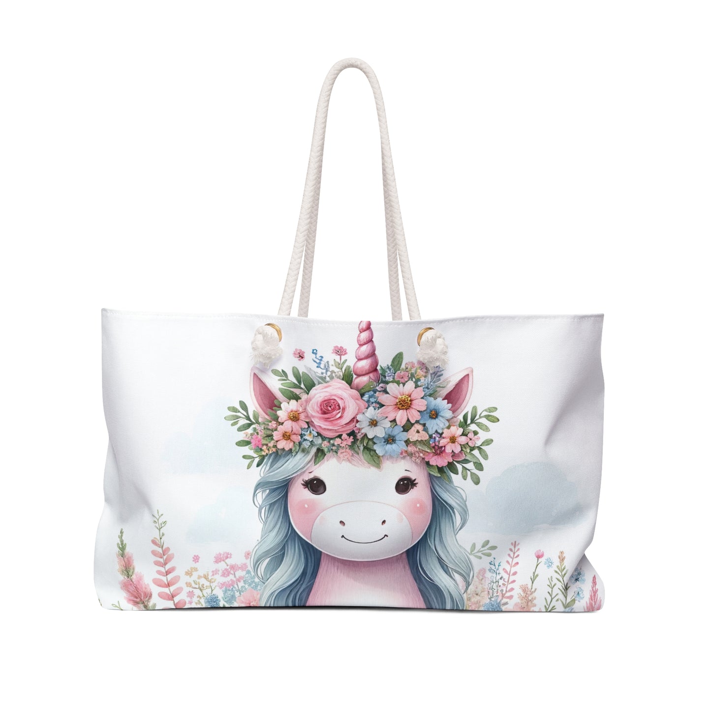 Personalised/Non-Personalised Weekender Bag, Unicorn, Large Weekender Bag, Beach Bag, Book Bag