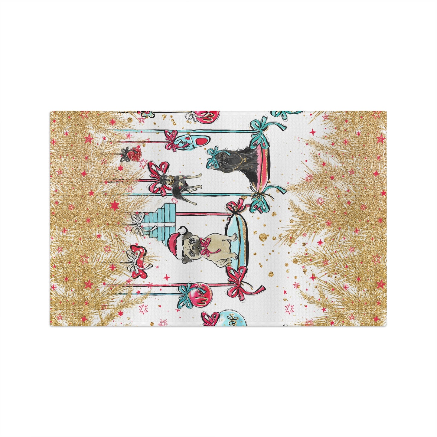 Microfiber Tea Towel Doggie Christmas