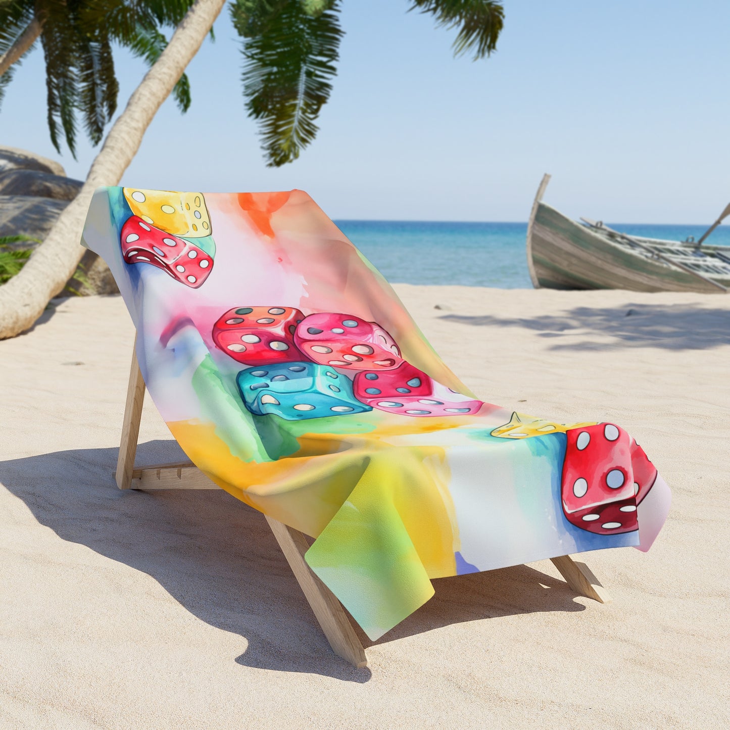 Beach Towel,  Dice, Polycotton Towel, 2 sizes Available