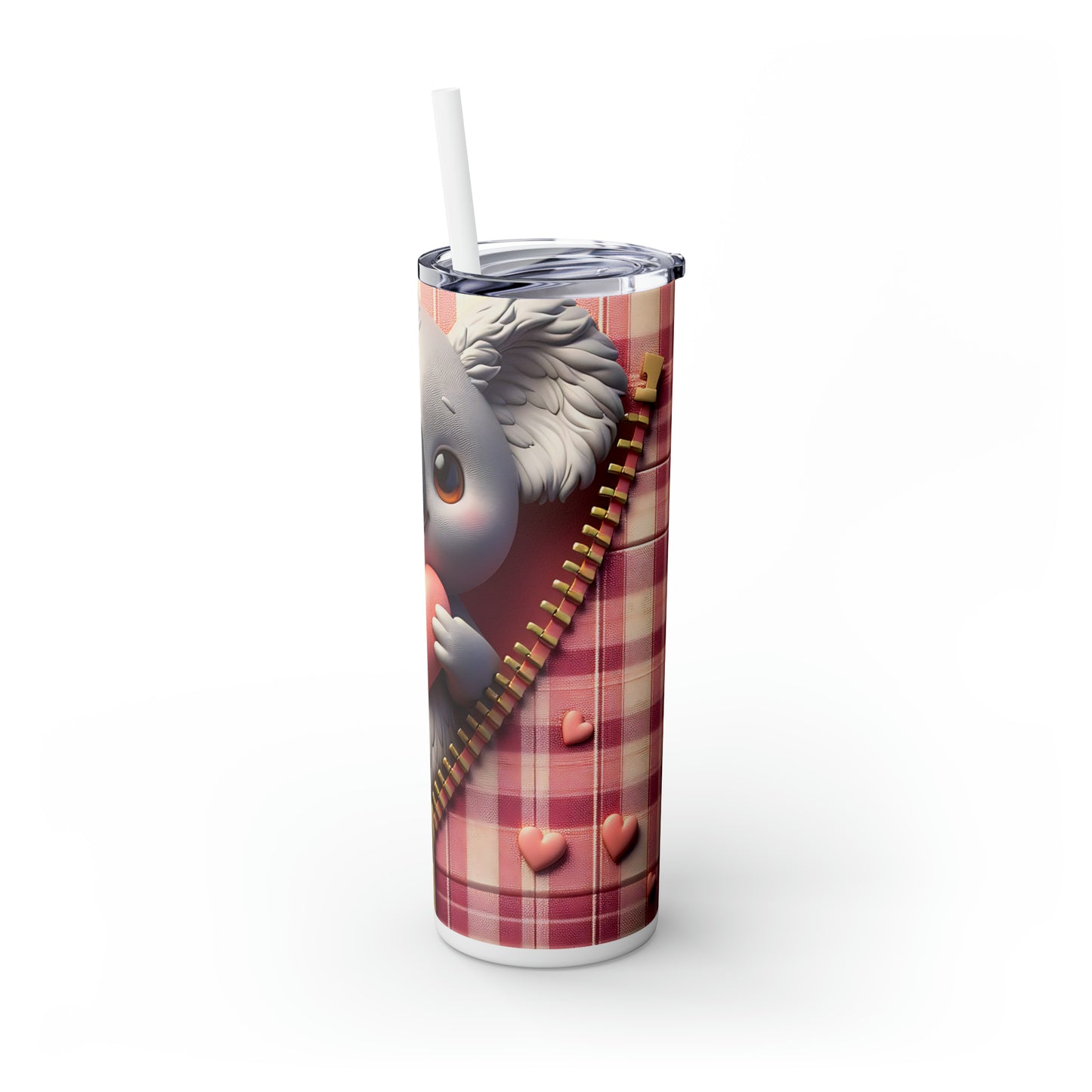 Skinny Tumbler with Straw, 20oz, Koala, Valentines Day