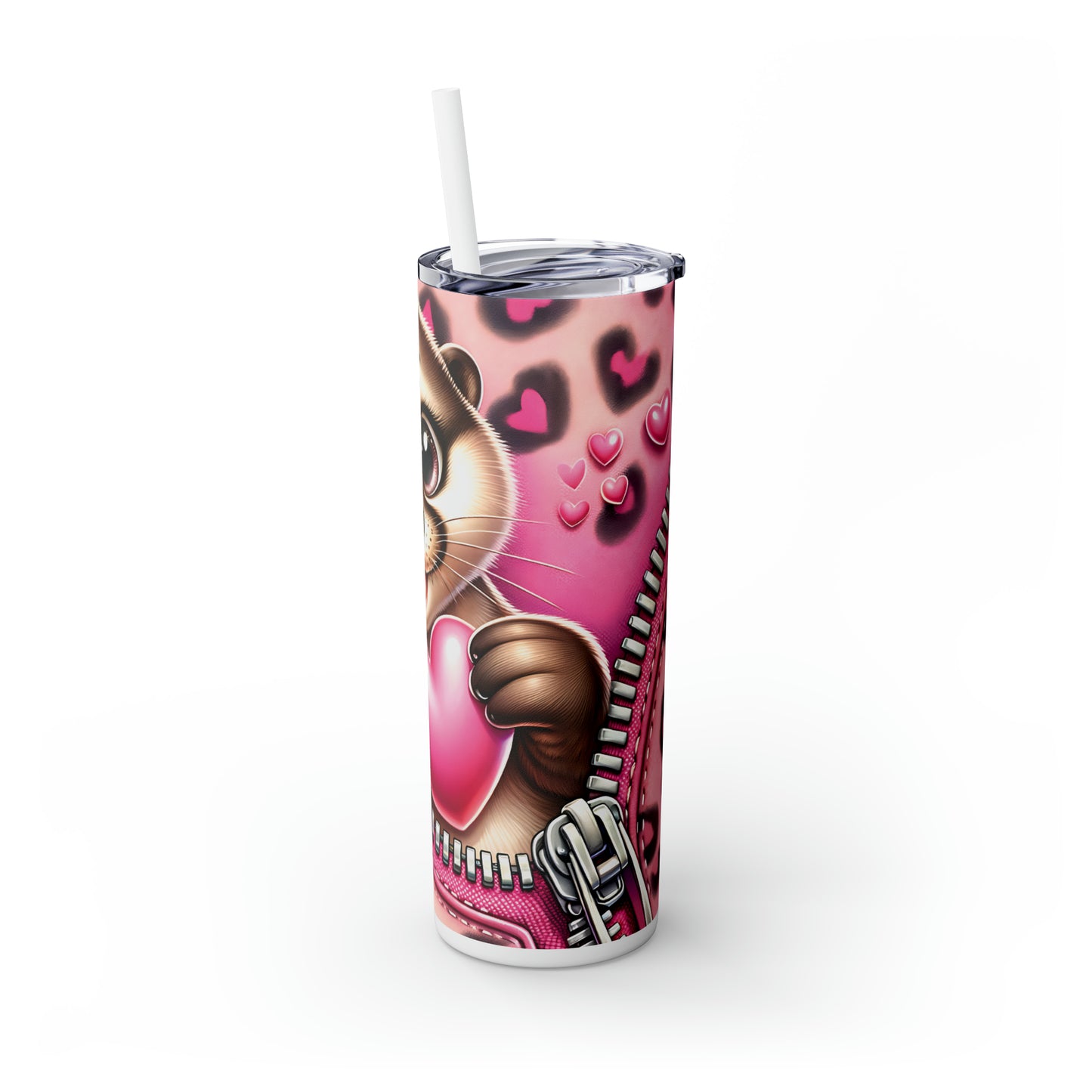 Skinny Tumbler with Straw, 20oz, Otter, Valentines Day