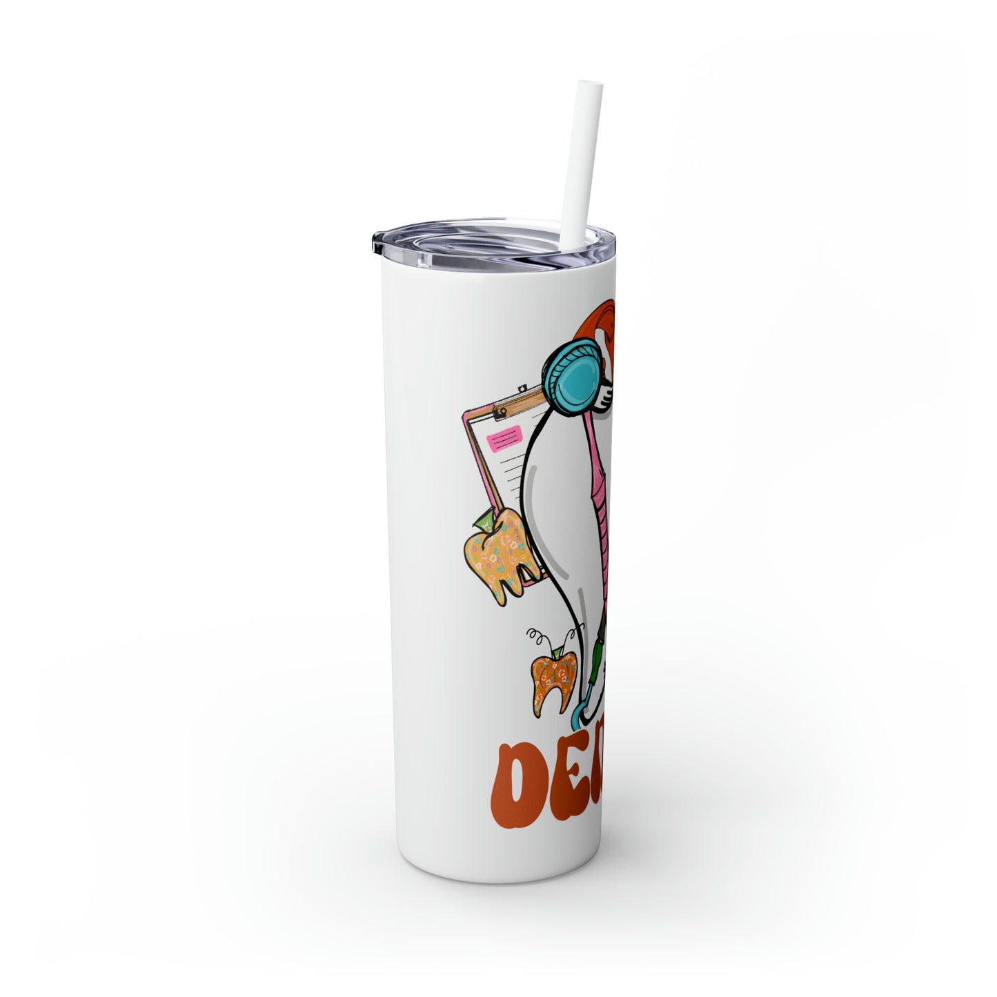 Skinny Tumbler with Straw, 20oz, Dental Squad