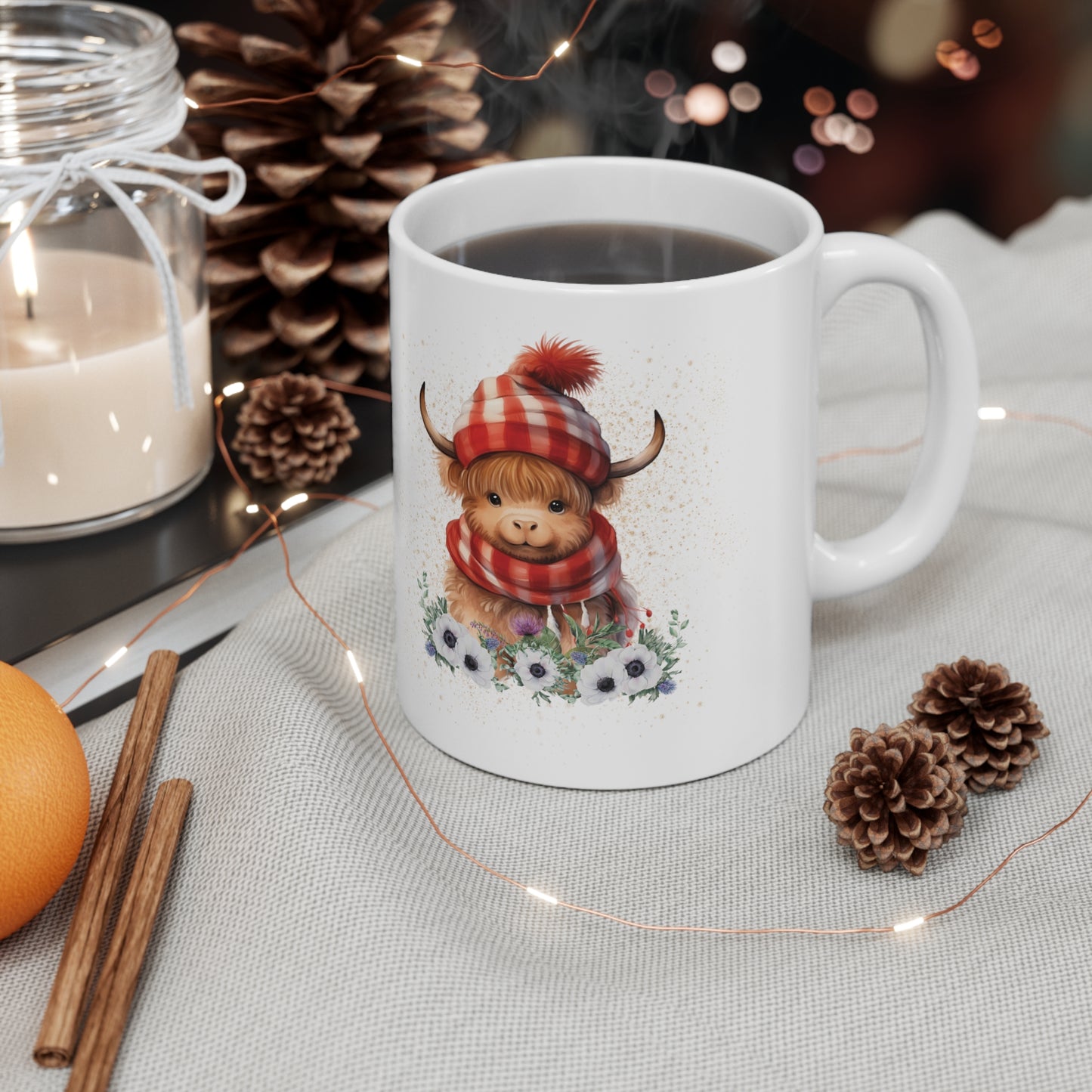 Personalised/Non Personalised Highland Cow, Ceramic Mug 11oz, Highland Cow Mug