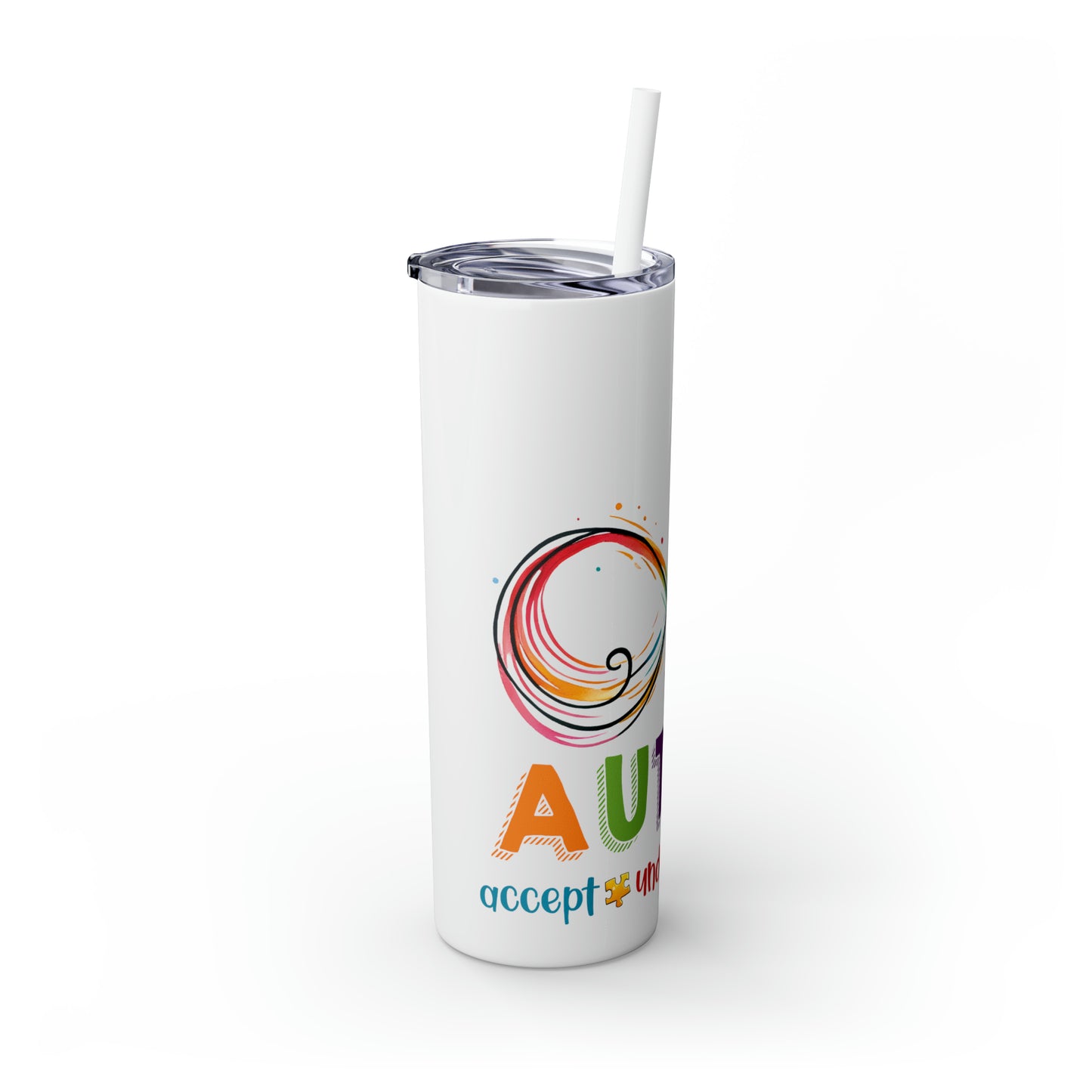 Skinny Tumbler with Straw, 20oz, Autism, awd-1074