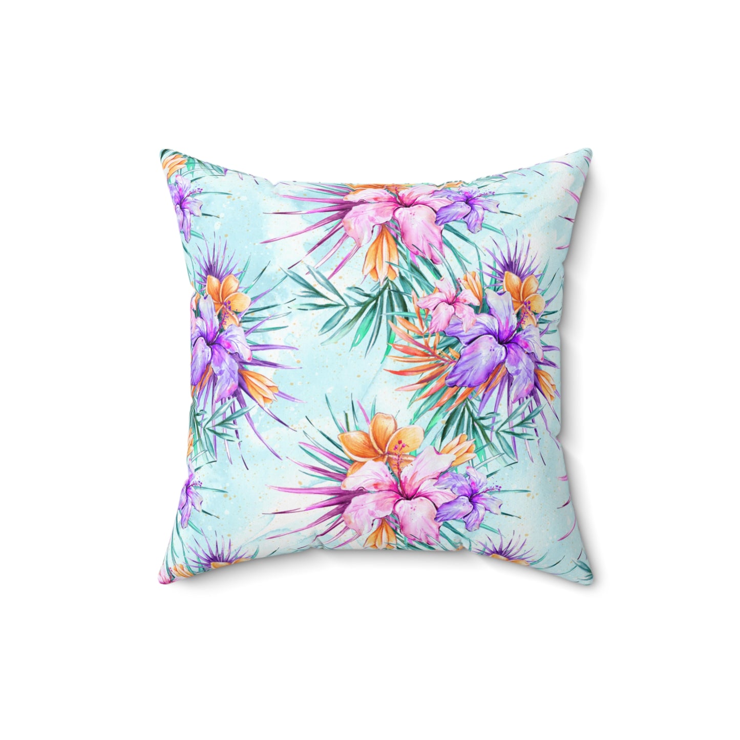 Spun Polyester Square Pillow, Summer Floral Cushion