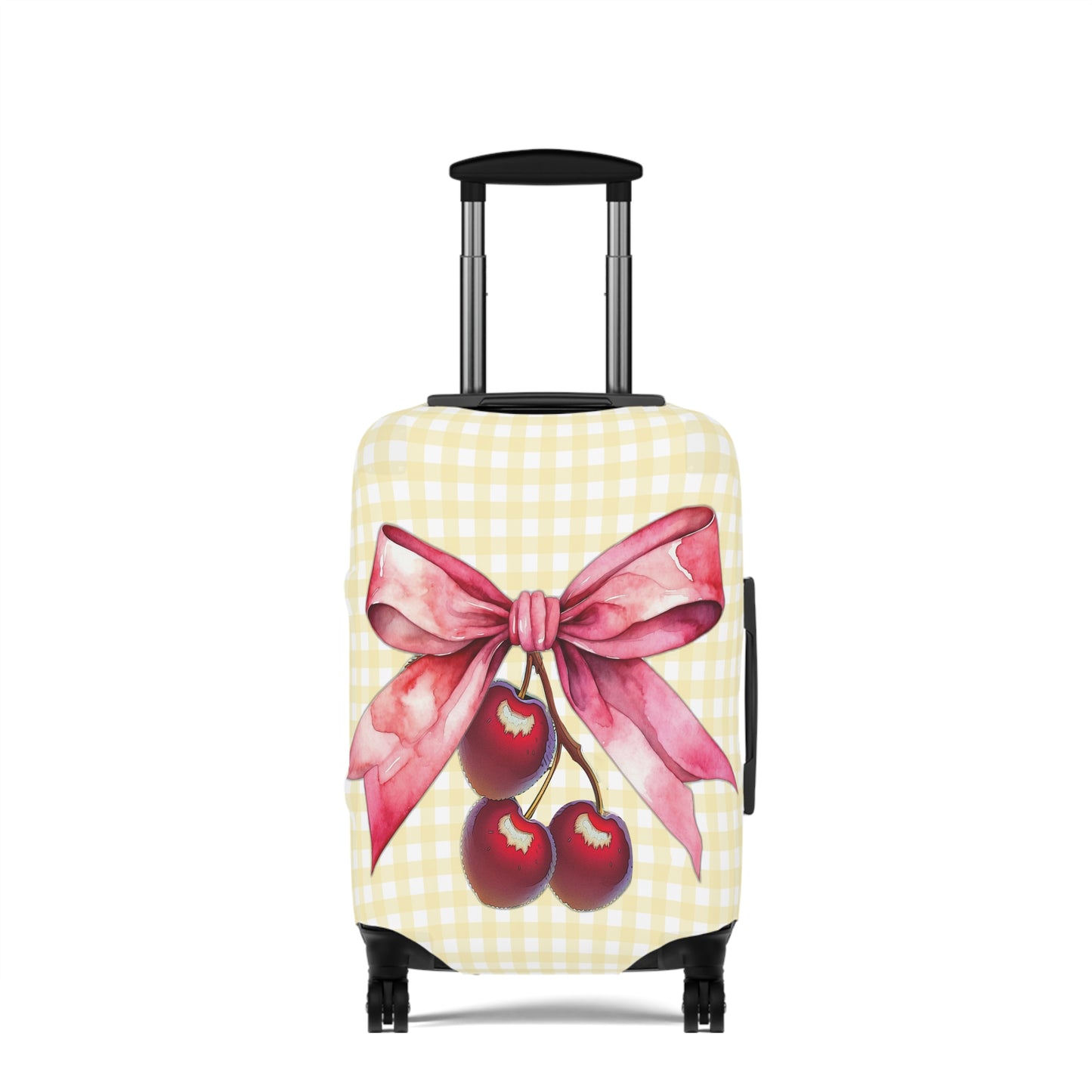 Luggage Cover, Rockabilly, Coquette, Lemon Gingham, Cherries and Ribbon, awd-2509