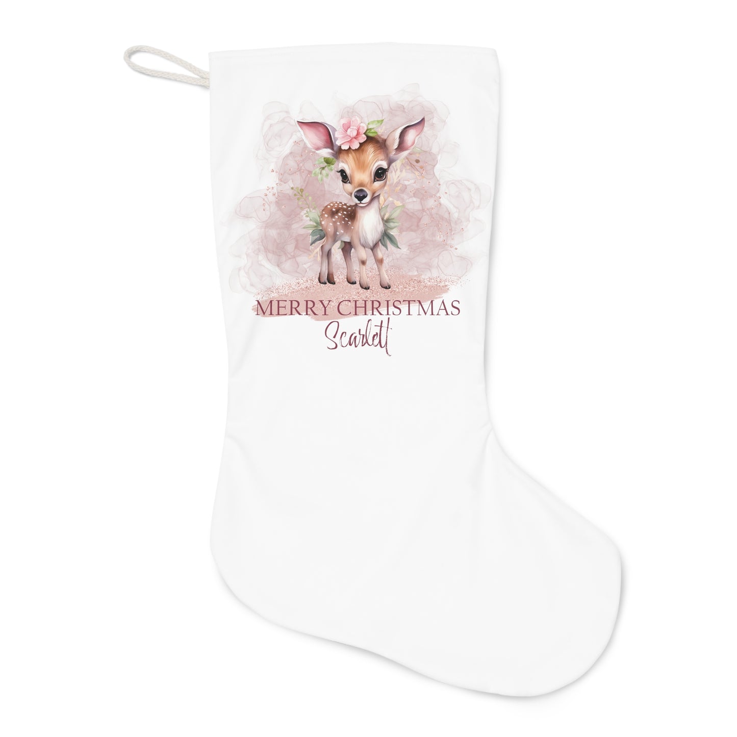 Personalised Santa Stocking, Pink Christmas Dear