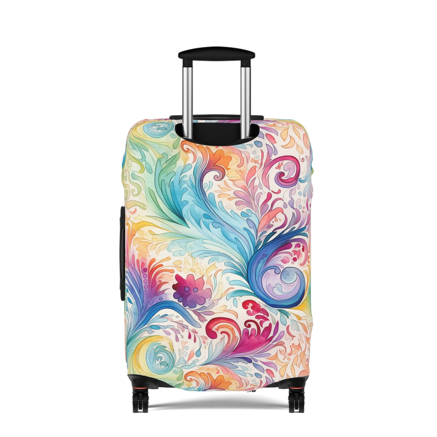 Luggage Cover, Rainbow Pastel Paisley