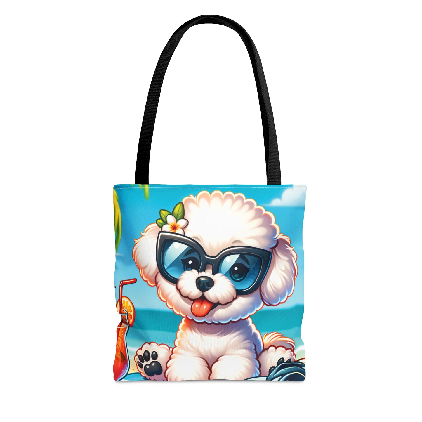 Tote Bag, Dog on Beach, Bichon Frise, Tote bag, awd-1107