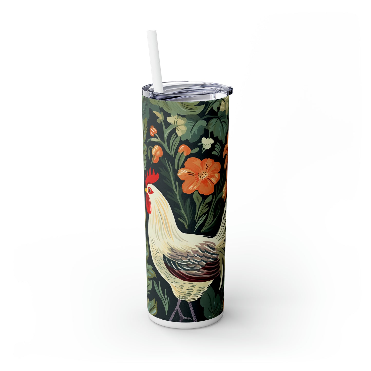 Skinny Tumbler with Straw, 20oz, Rooster