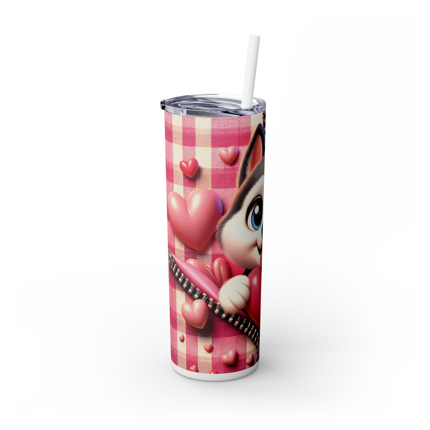 Skinny Tumbler with Straw, 20oz, Dog, Valentines Day, awd-1126