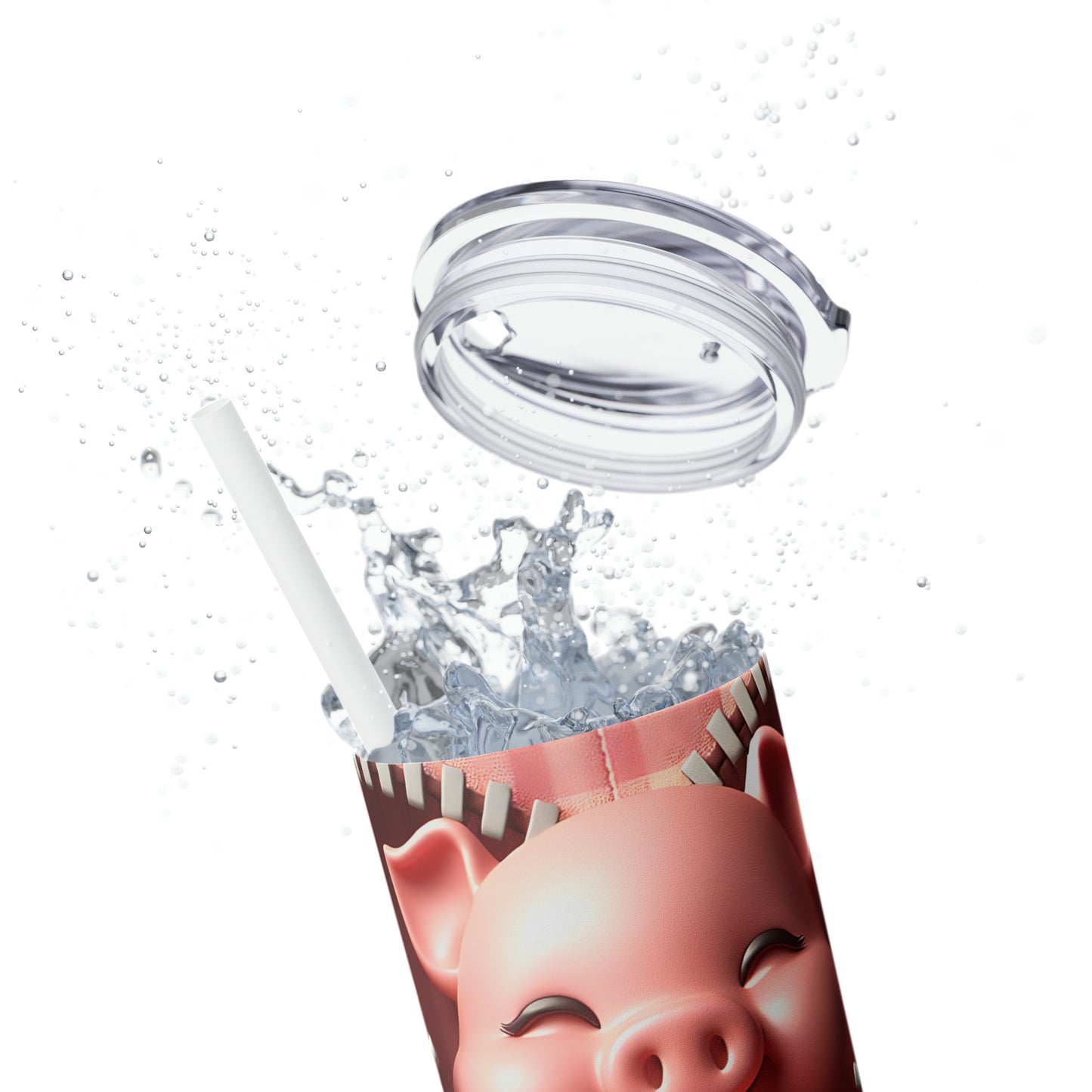 Skinny Tumbler with Straw, 20oz, Pig, Valentines Day