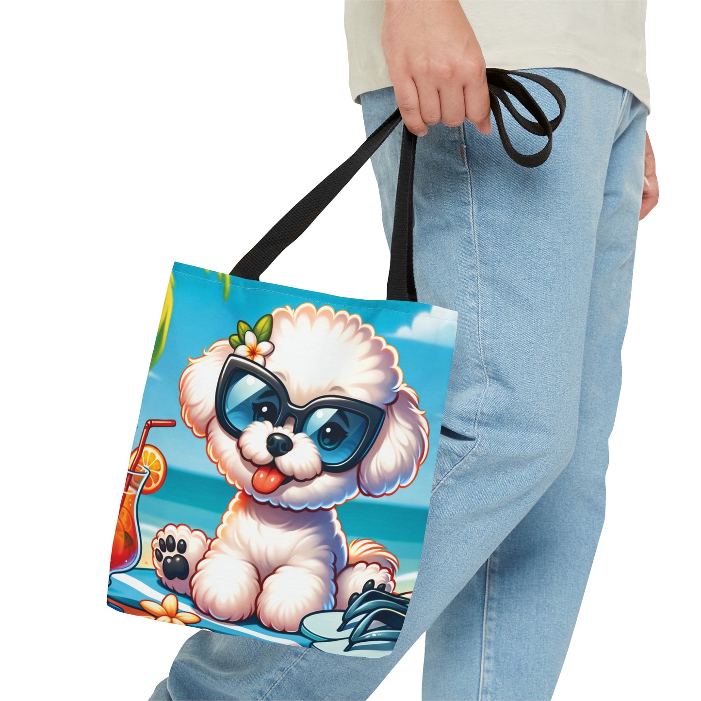 Tote Bag, Dog on Beach, Bichon Frise, Tote bag, awd-1107