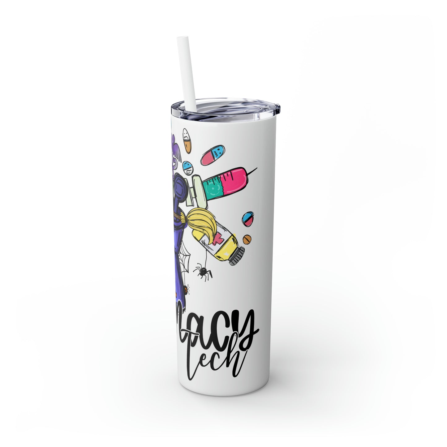 Skinny Tumbler with Straw, 20oz, Pharmacy Tech