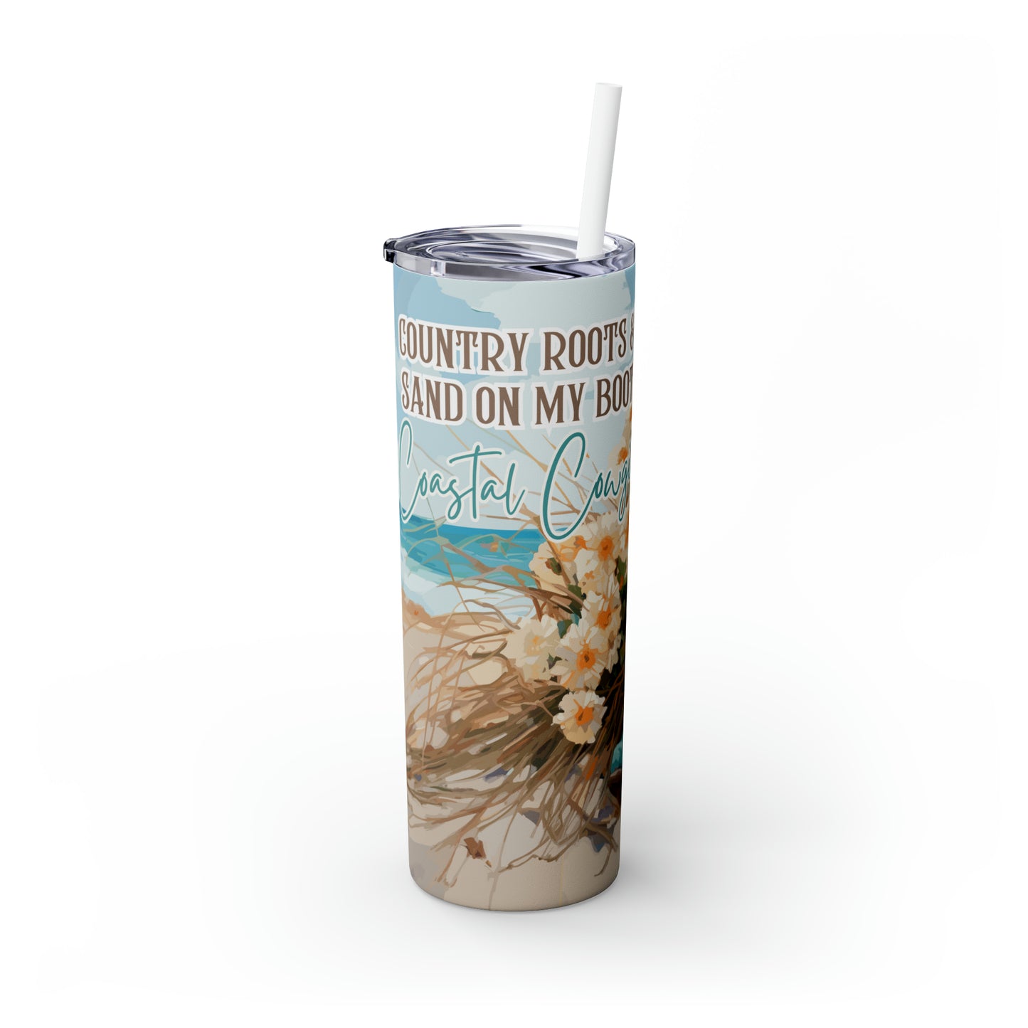 Skinny Tumbler with Straw, 20oz Country Boots