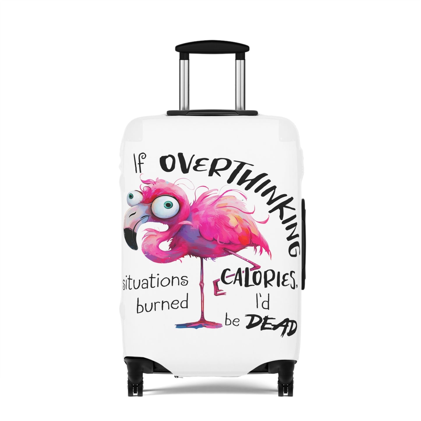 Luggage Cover, Flamingos, If overthinking burned Calories, awd-4021