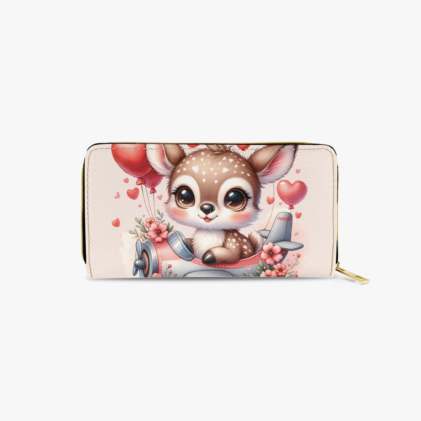 Long Type Zipper Purse Deer in Plane