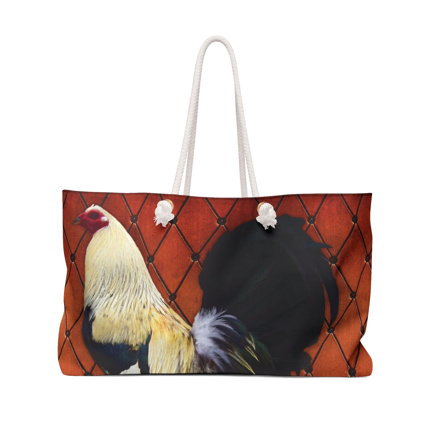 Personalised/Non-Personalised Weekender Bag, Chicken/Rooster, Large Weekender Bag, Beach Bag, Book Bag