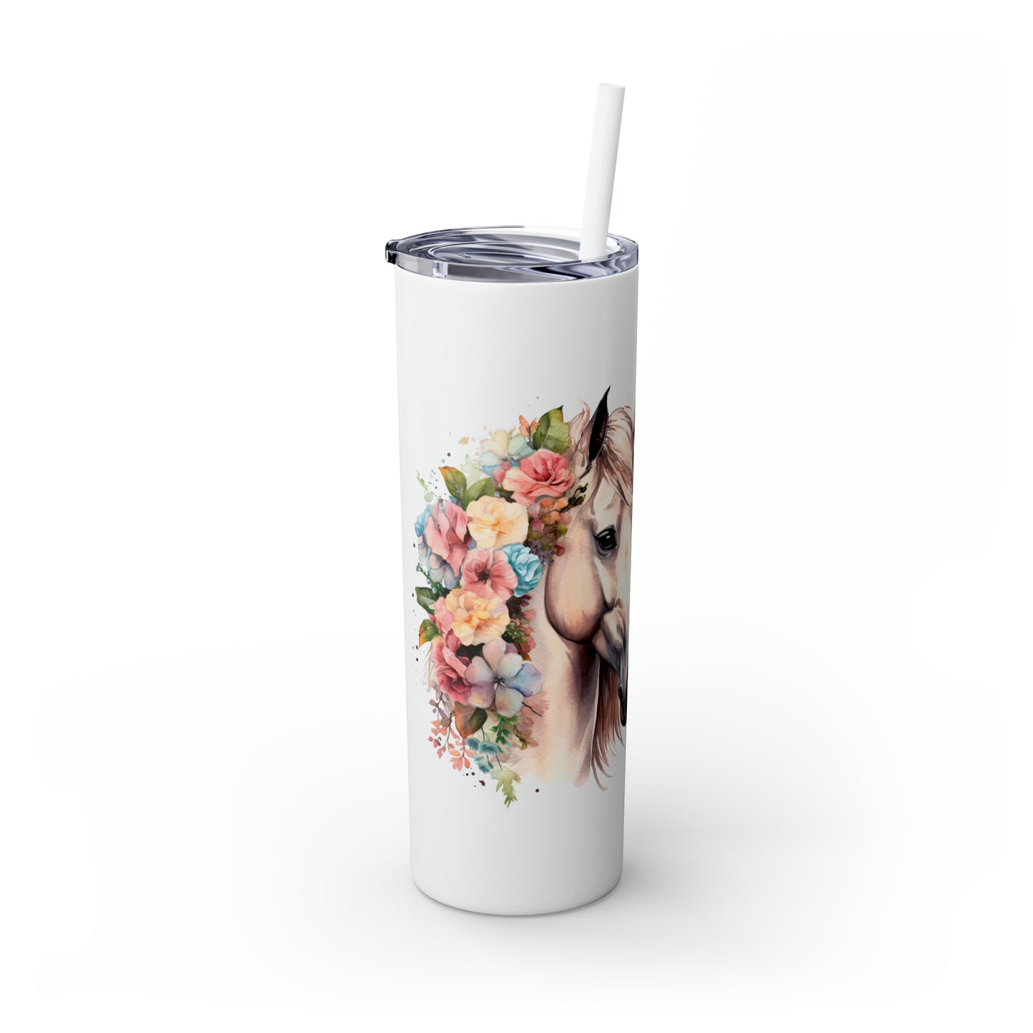 Skinny Tumbler with Straw, 20oz, Just A Girl Who Loves Horses