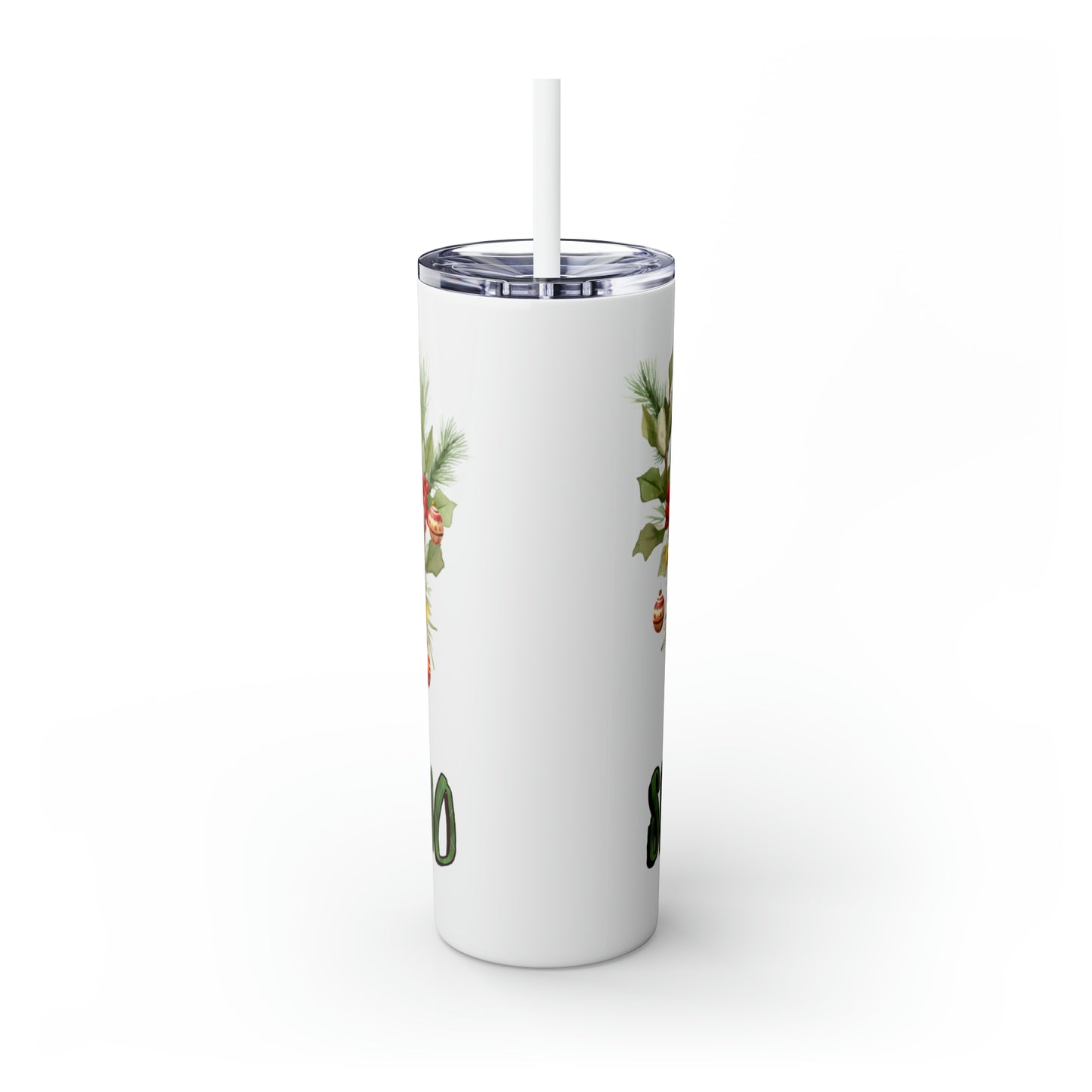 Skinny Tumbler with Straw, 20oz, Christmas, Sloth, awd-809