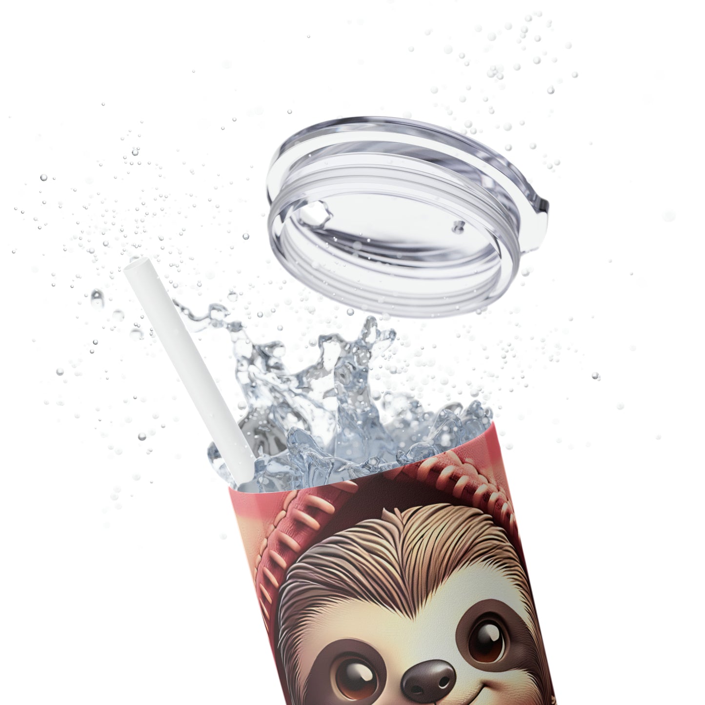 Skinny Tumbler with Straw, 20oz, Sloth, Valentines Day