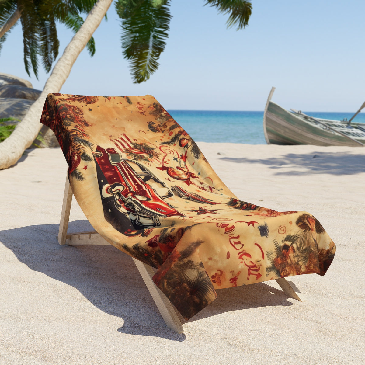 Beach Towel, Vintage Car, Polycotton Towel, 2 sizes Available