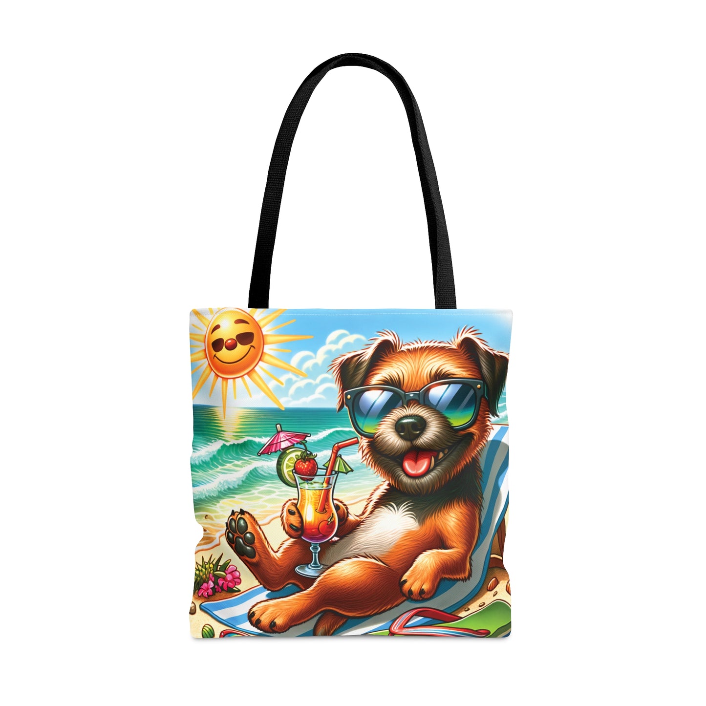 Tote Bag, Dog on Beach, Border Terrier, Tote bag, awd-1104